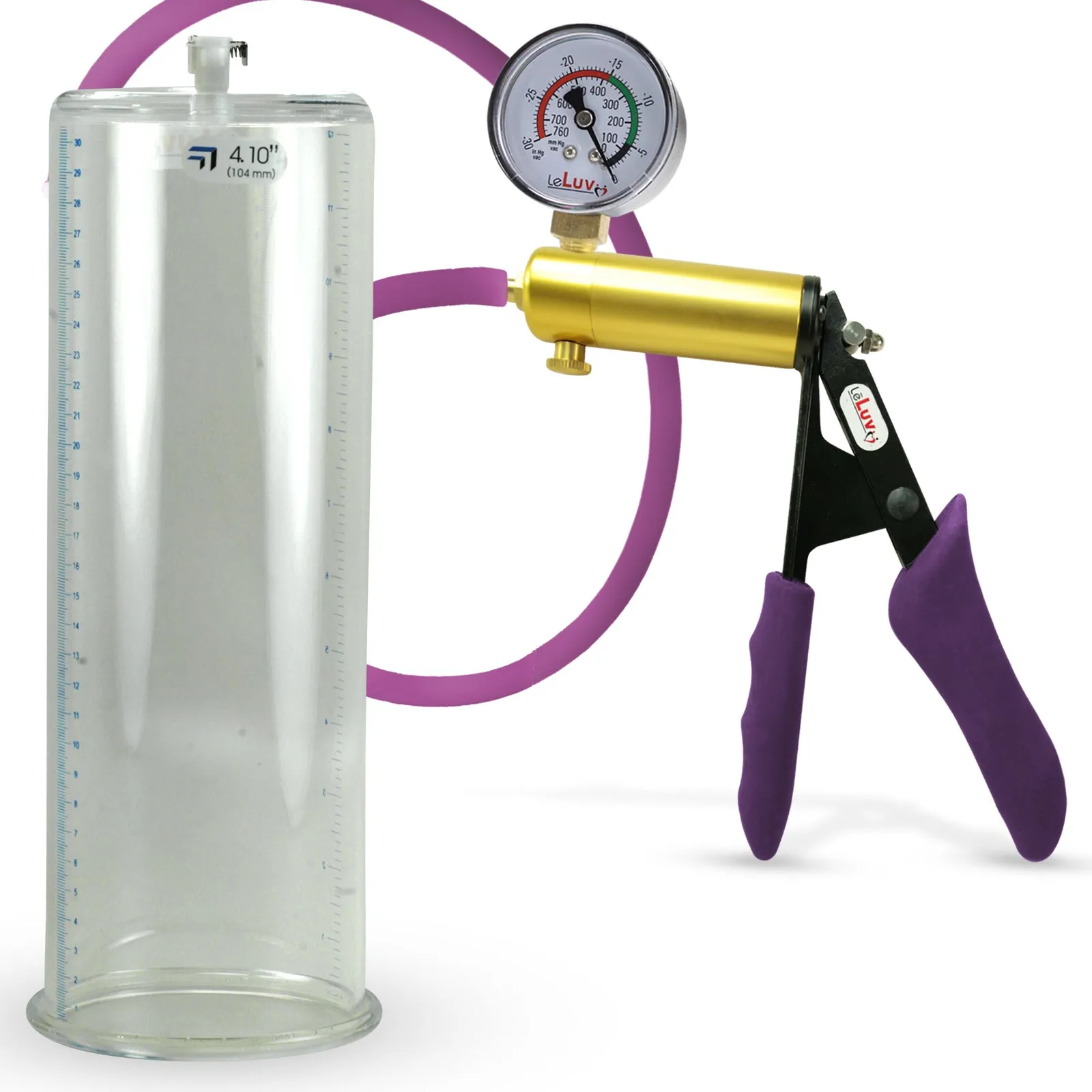 Penis Pump LeLuv ULTIMA | Purple Premium Silicone Handle & Hose | Gauge Options