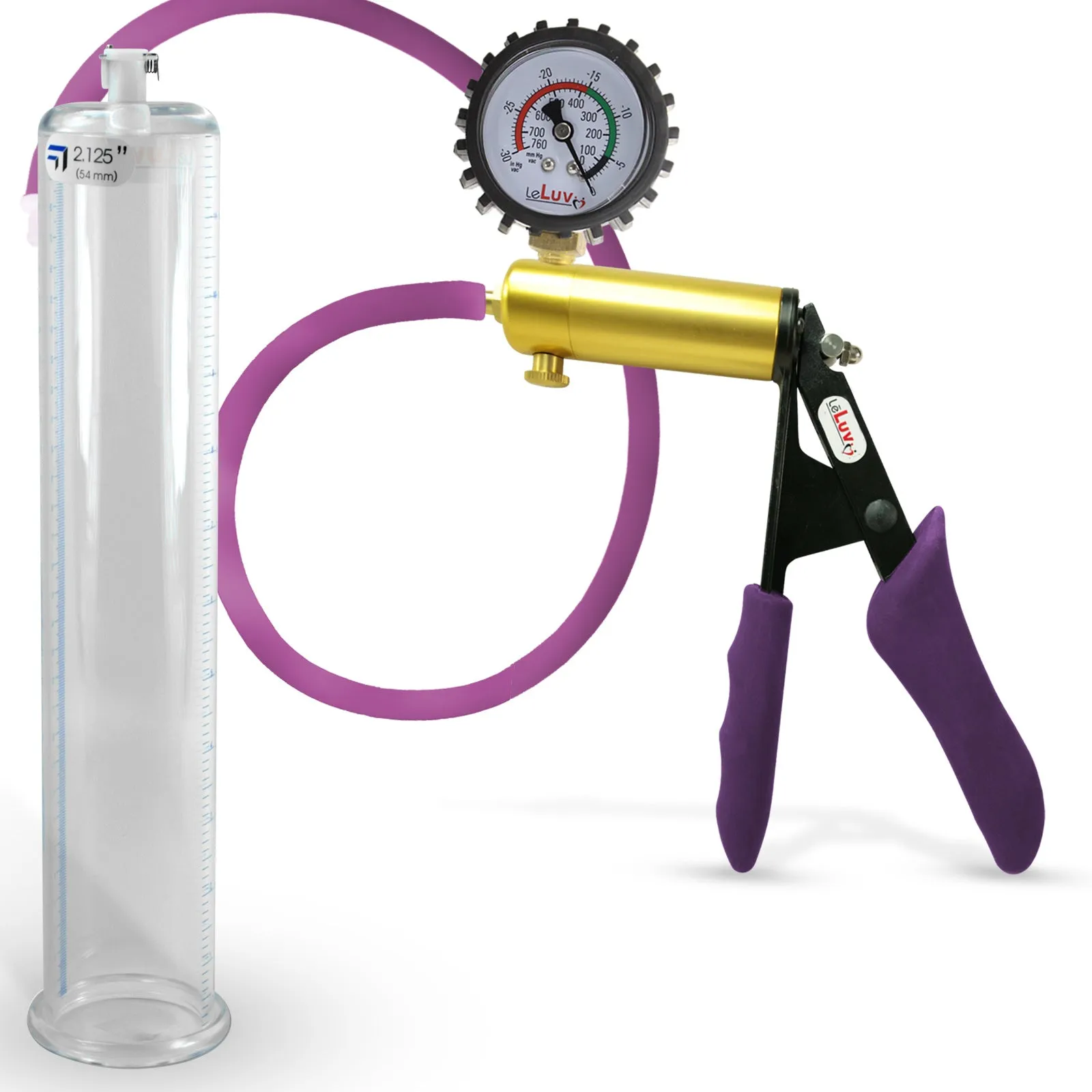 Penis Pump LeLuv ULTIMA | Purple Premium Silicone Handle & Hose | Gauge Options