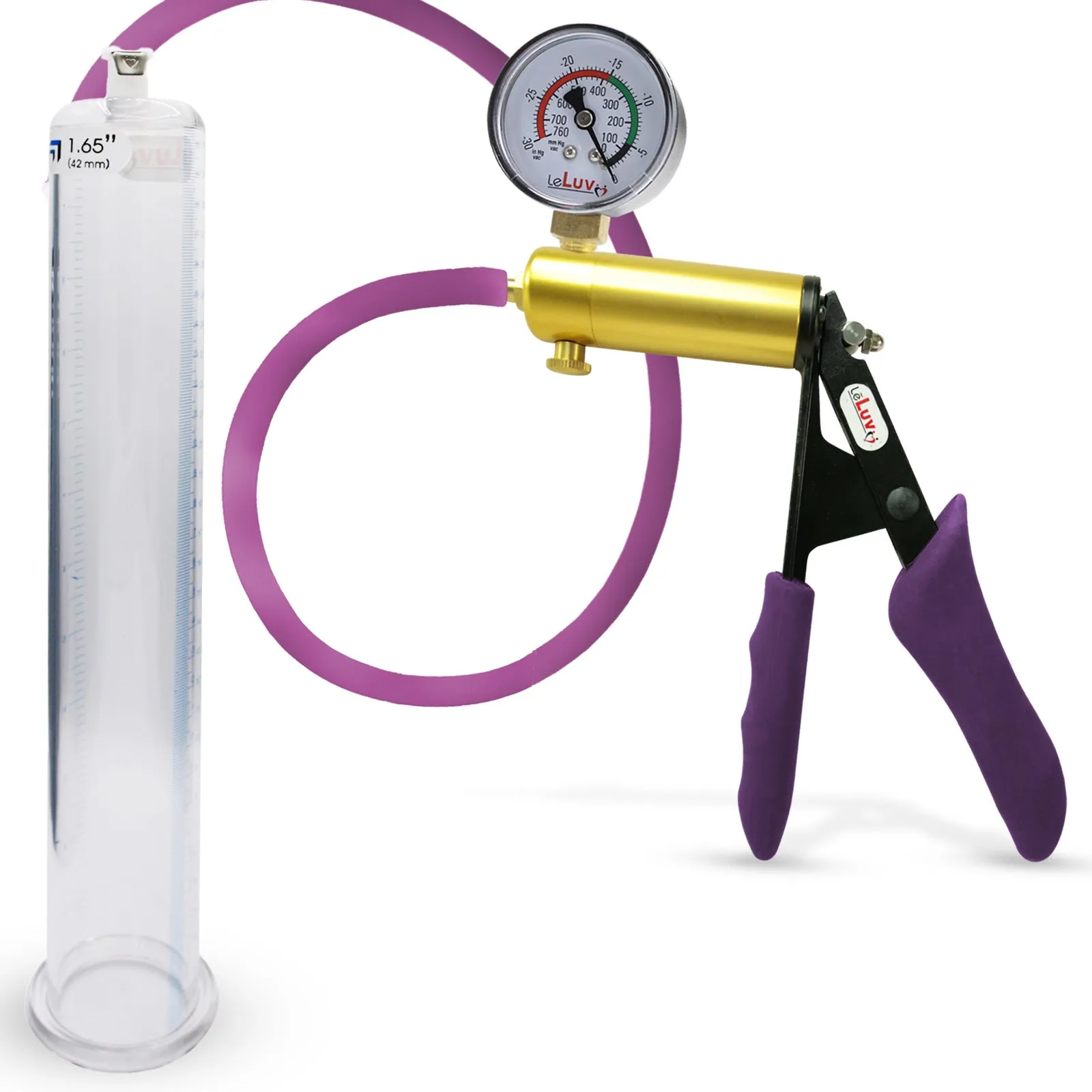 Penis Pump LeLuv ULTIMA | Purple Premium Silicone Handle & Hose | Gauge Options