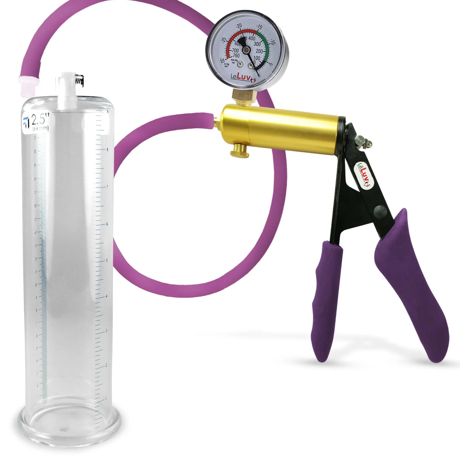 Penis Pump LeLuv ULTIMA | Purple Premium Silicone Handle & Hose | Gauge Options