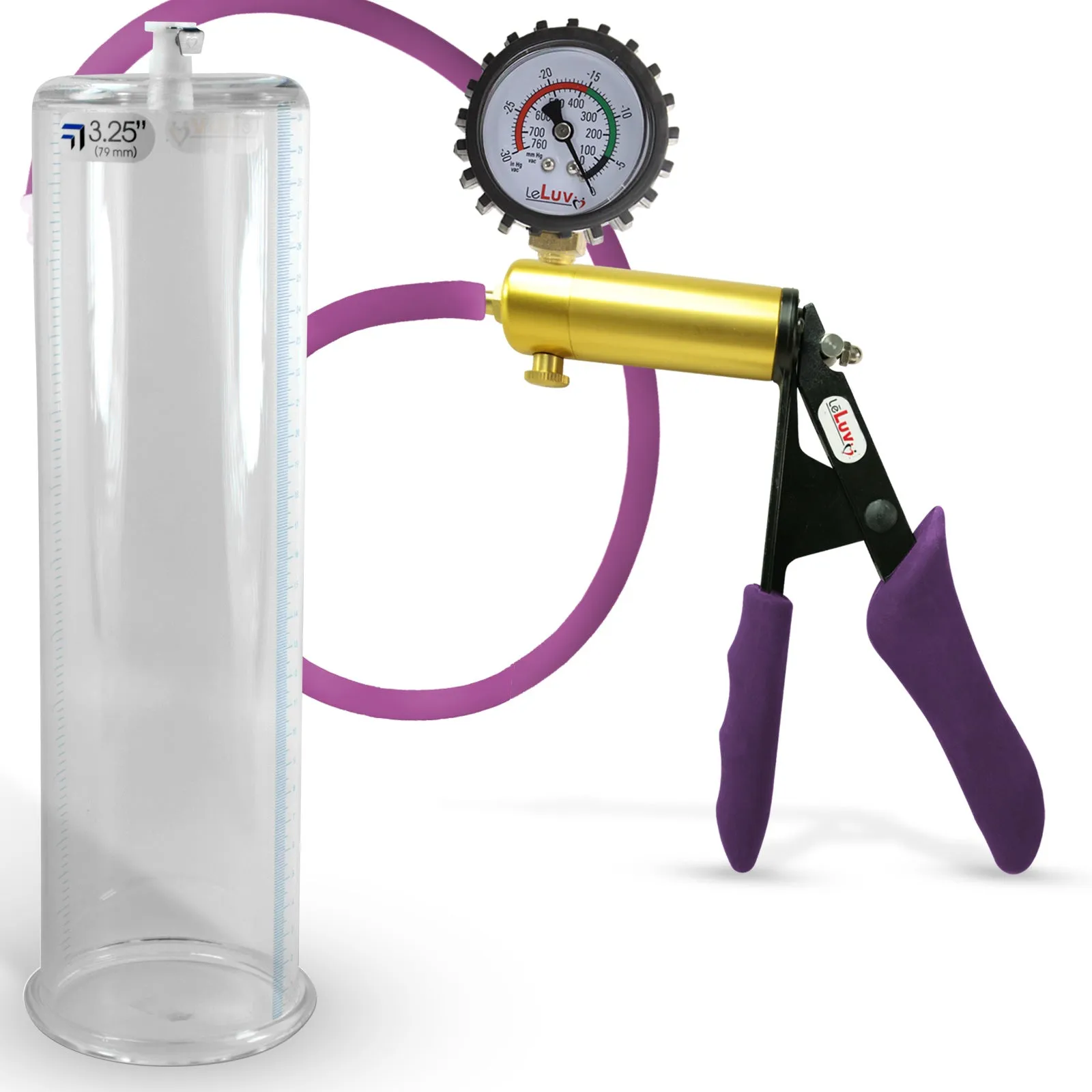 Penis Pump LeLuv ULTIMA | Purple Premium Silicone Handle & Hose | Gauge Options