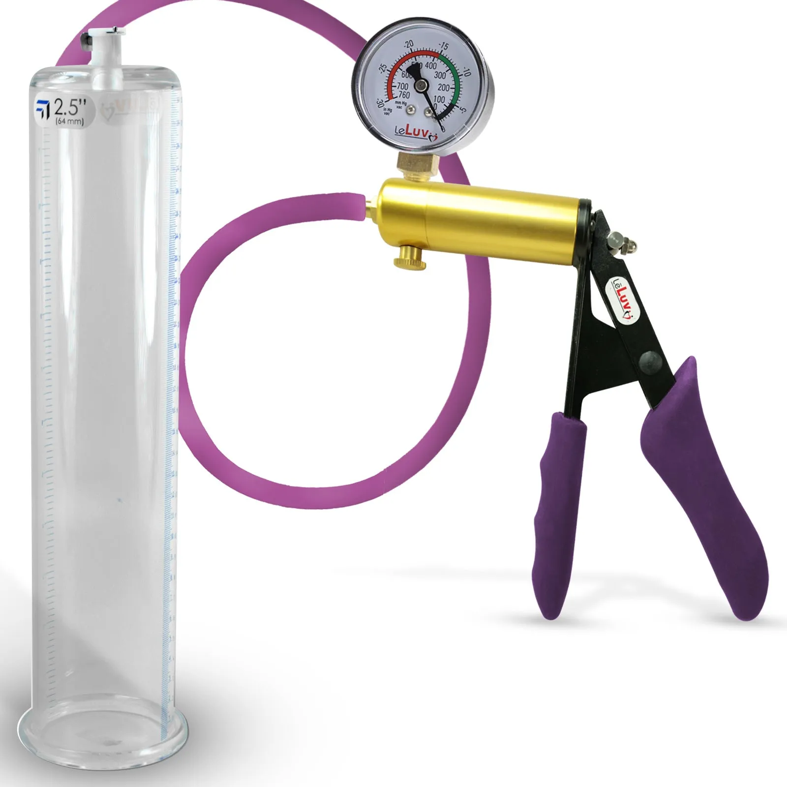 Penis Pump LeLuv ULTIMA | Purple Premium Silicone Handle & Hose | Gauge Options