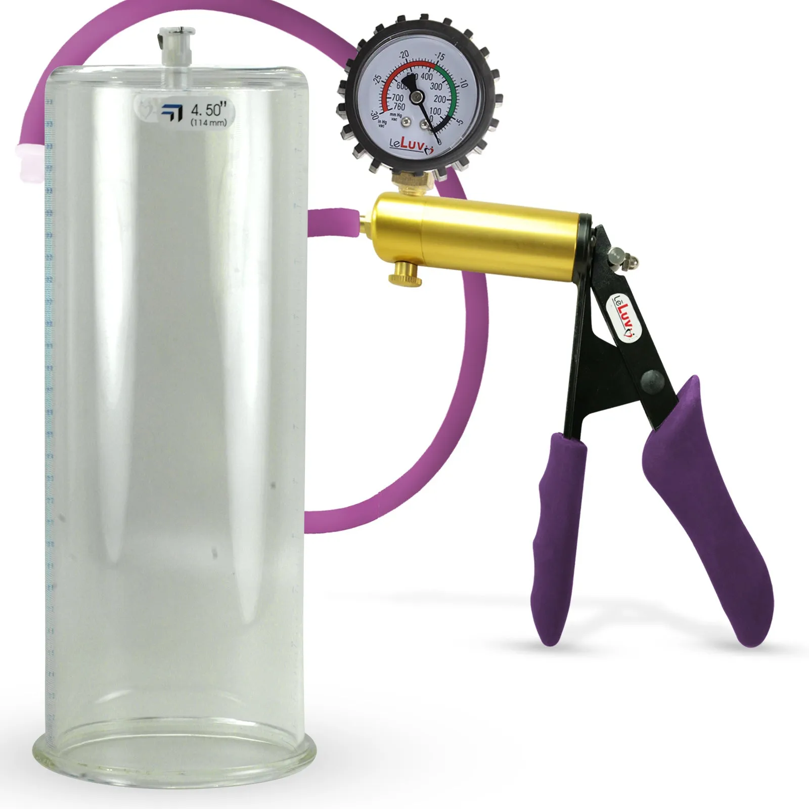 Penis Pump LeLuv ULTIMA | Purple Premium Silicone Handle & Hose | Gauge Options