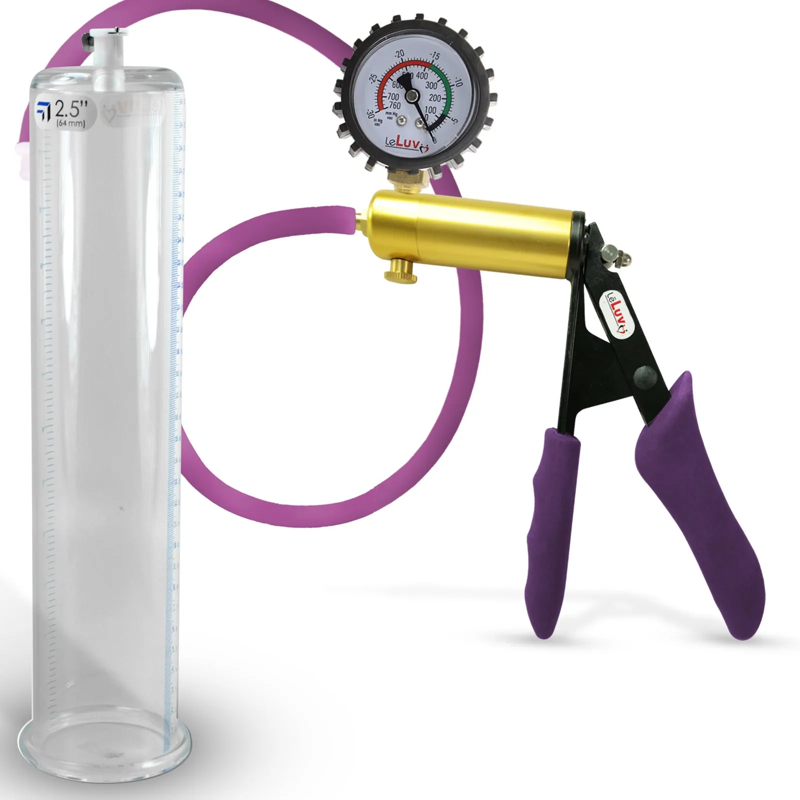 Penis Pump LeLuv ULTIMA | Purple Premium Silicone Handle & Hose | Gauge Options