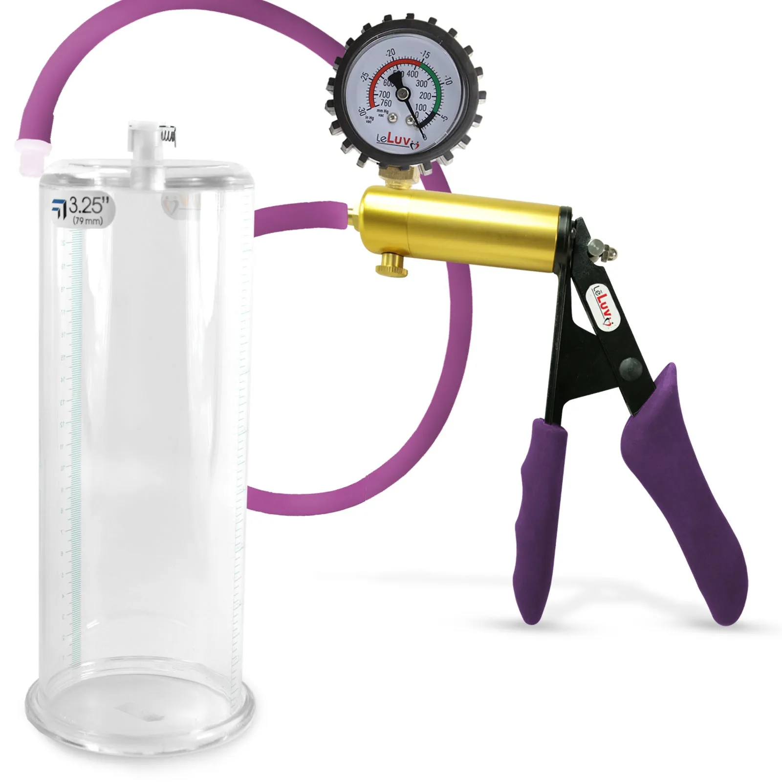 Penis Pump LeLuv ULTIMA | Purple Premium Silicone Handle & Hose | Gauge Options