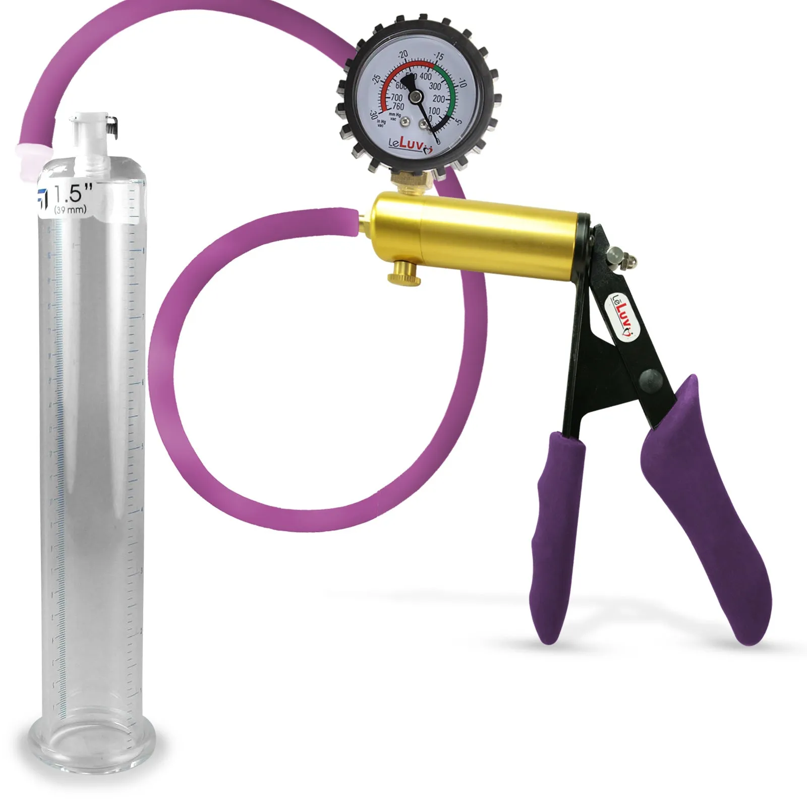 Penis Pump LeLuv ULTIMA | Purple Premium Silicone Handle & Hose | Gauge Options