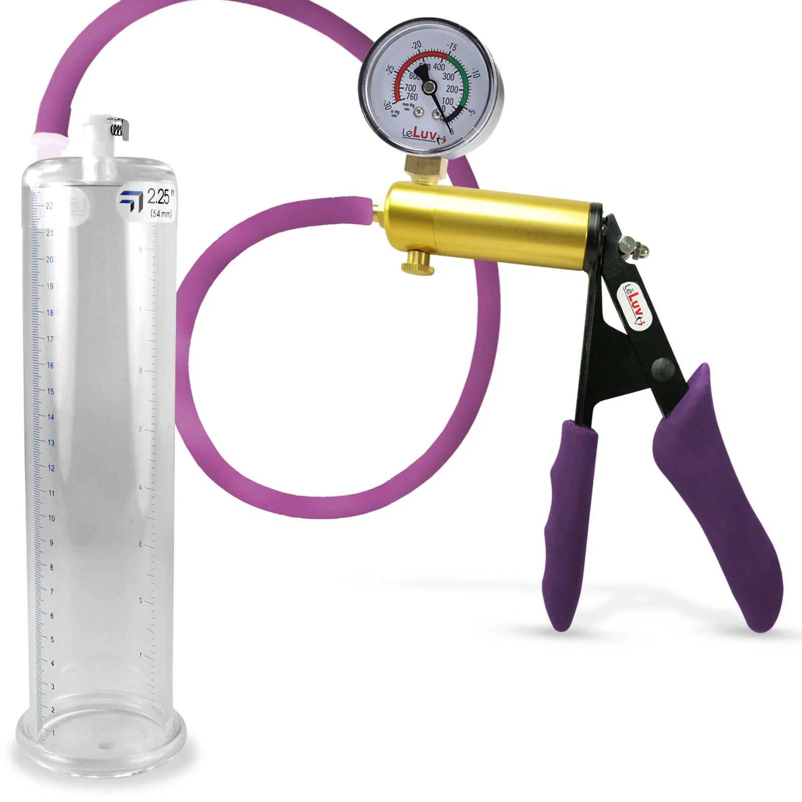 Penis Pump LeLuv ULTIMA | Purple Premium Silicone Handle & Hose | Gauge Options