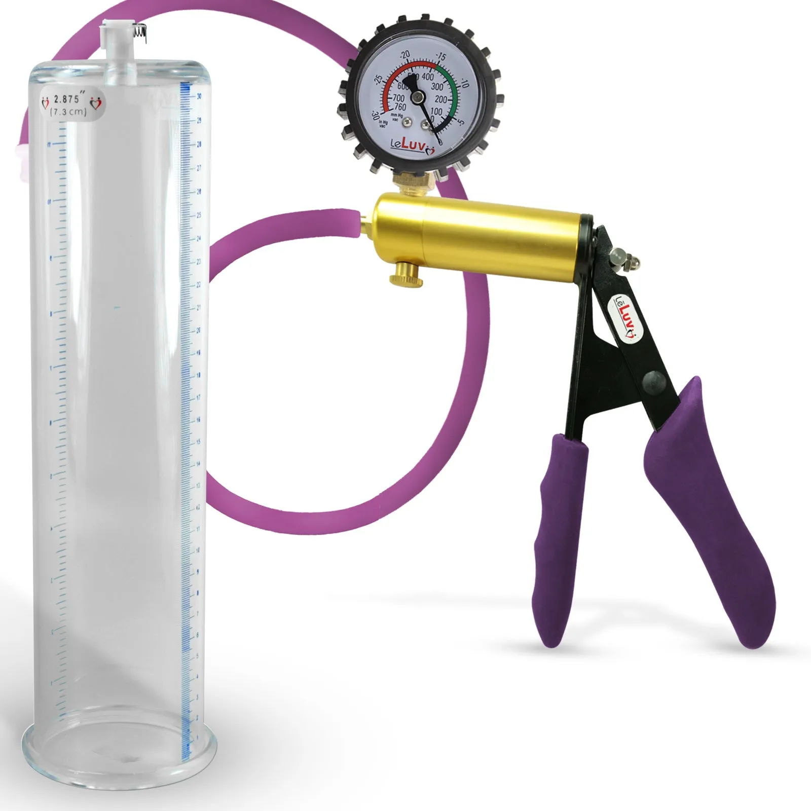 Penis Pump LeLuv ULTIMA | Purple Premium Silicone Handle & Hose | Gauge Options