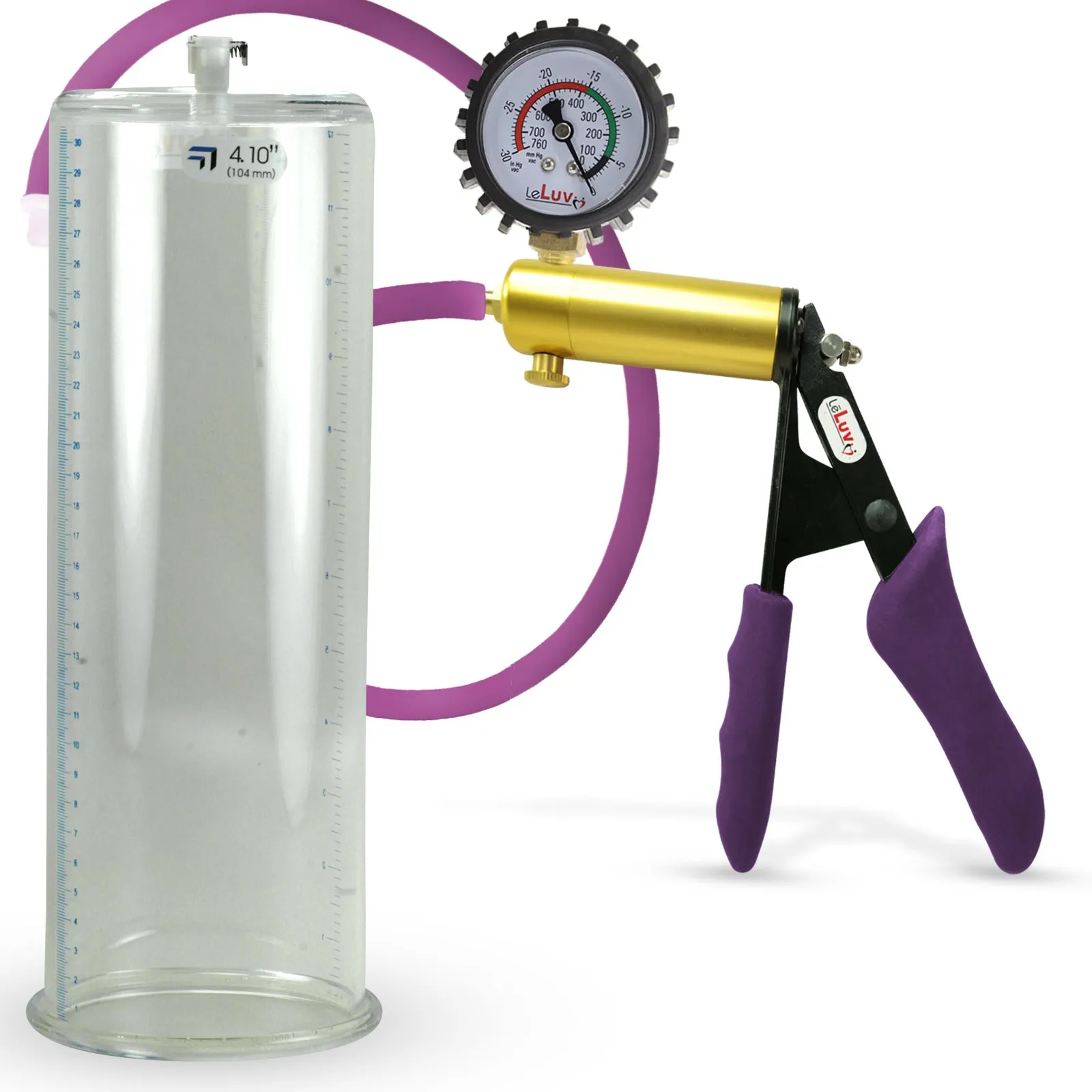 Penis Pump LeLuv ULTIMA | Purple Premium Silicone Handle & Hose | Gauge Options