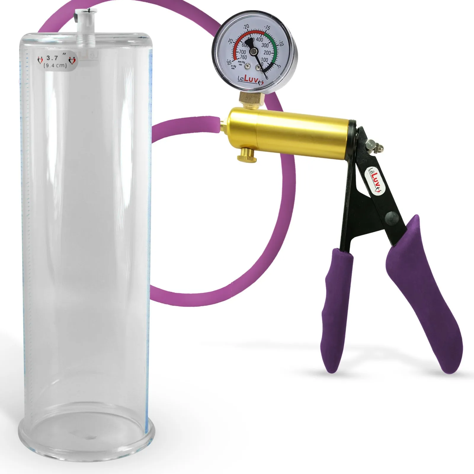 Penis Pump LeLuv ULTIMA | Purple Premium Silicone Handle & Hose | Gauge Options