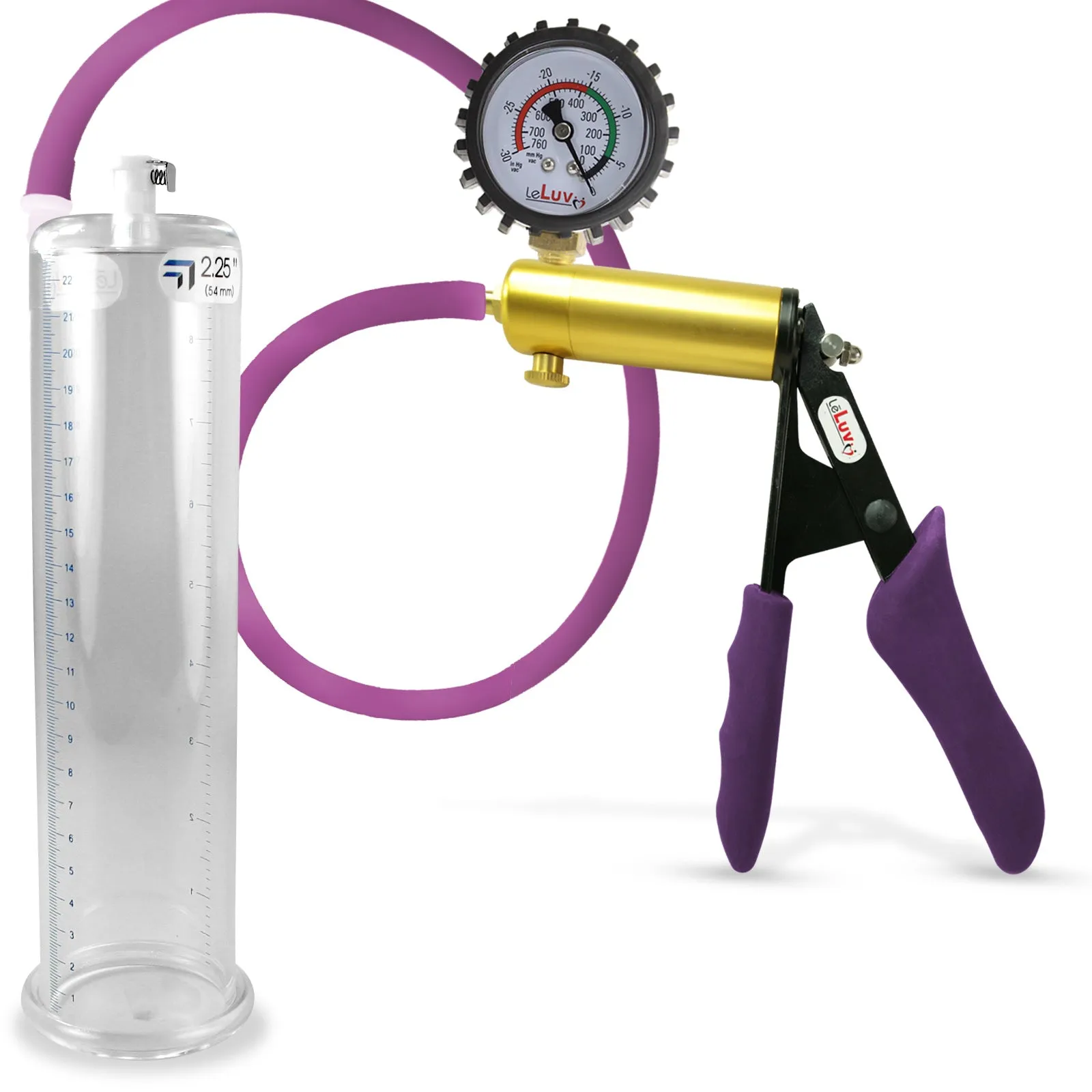 Penis Pump LeLuv ULTIMA | Purple Premium Silicone Handle & Hose | Gauge Options