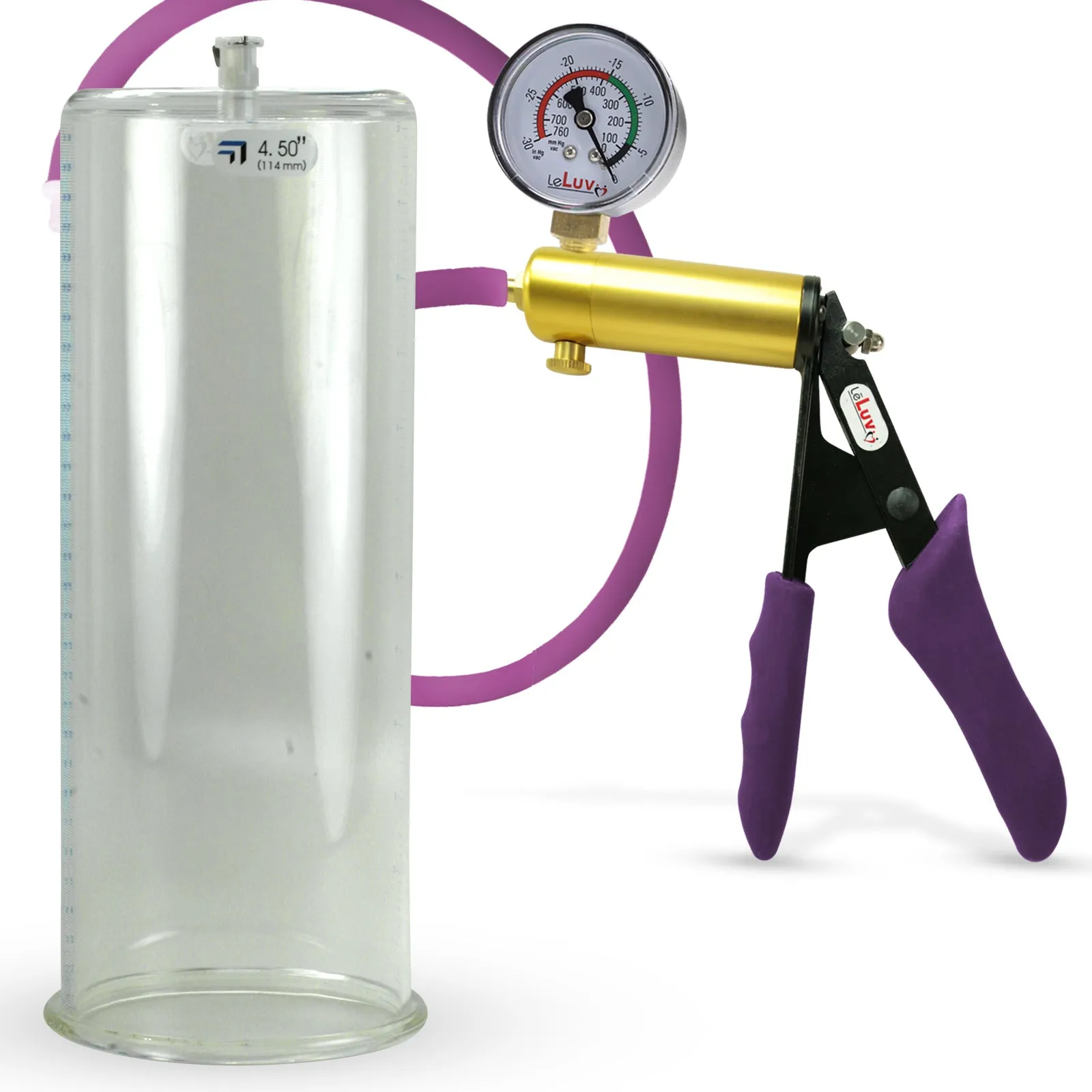 Penis Pump LeLuv ULTIMA | Purple Premium Silicone Handle & Hose | Gauge Options