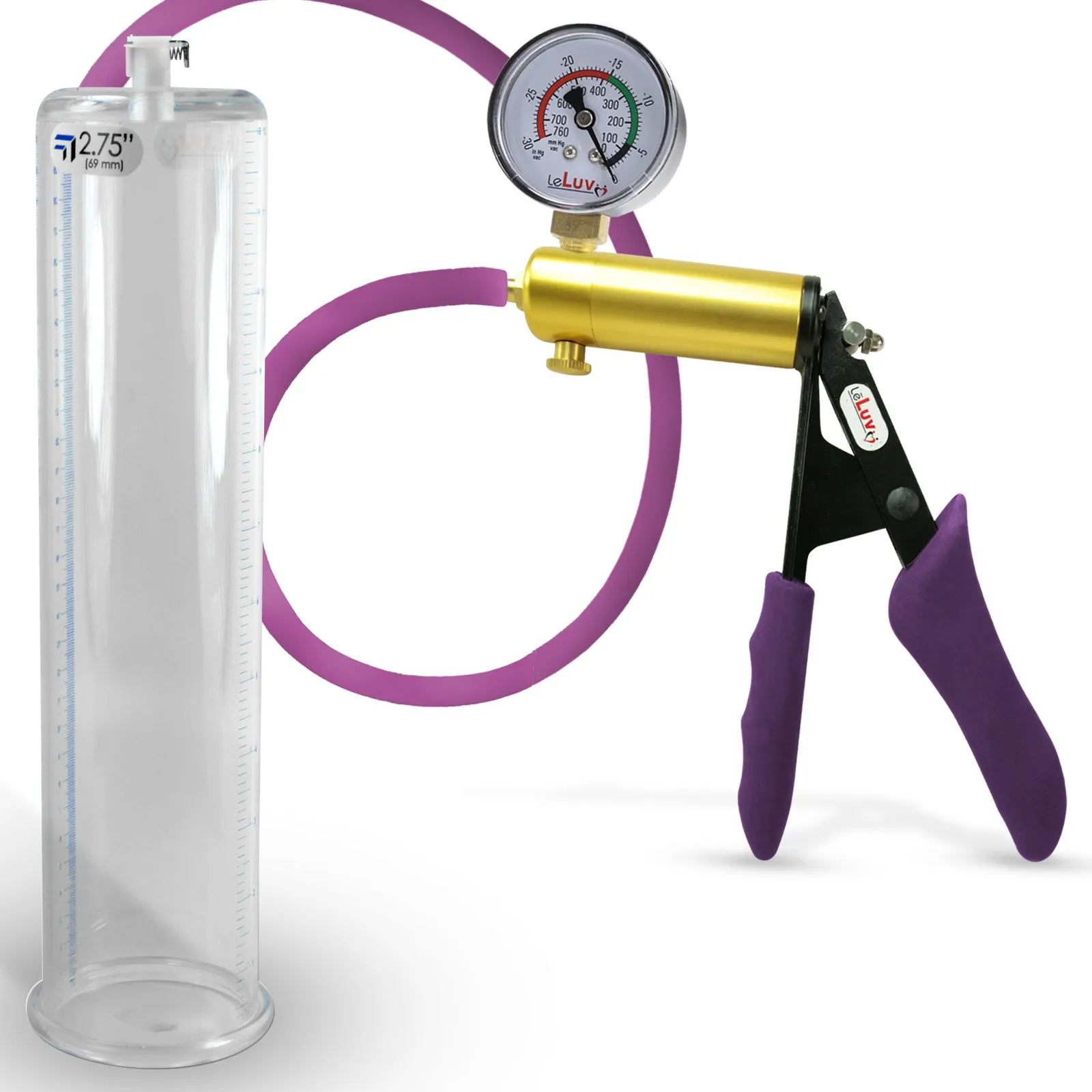 Penis Pump LeLuv ULTIMA | Purple Premium Silicone Handle & Hose | Gauge Options