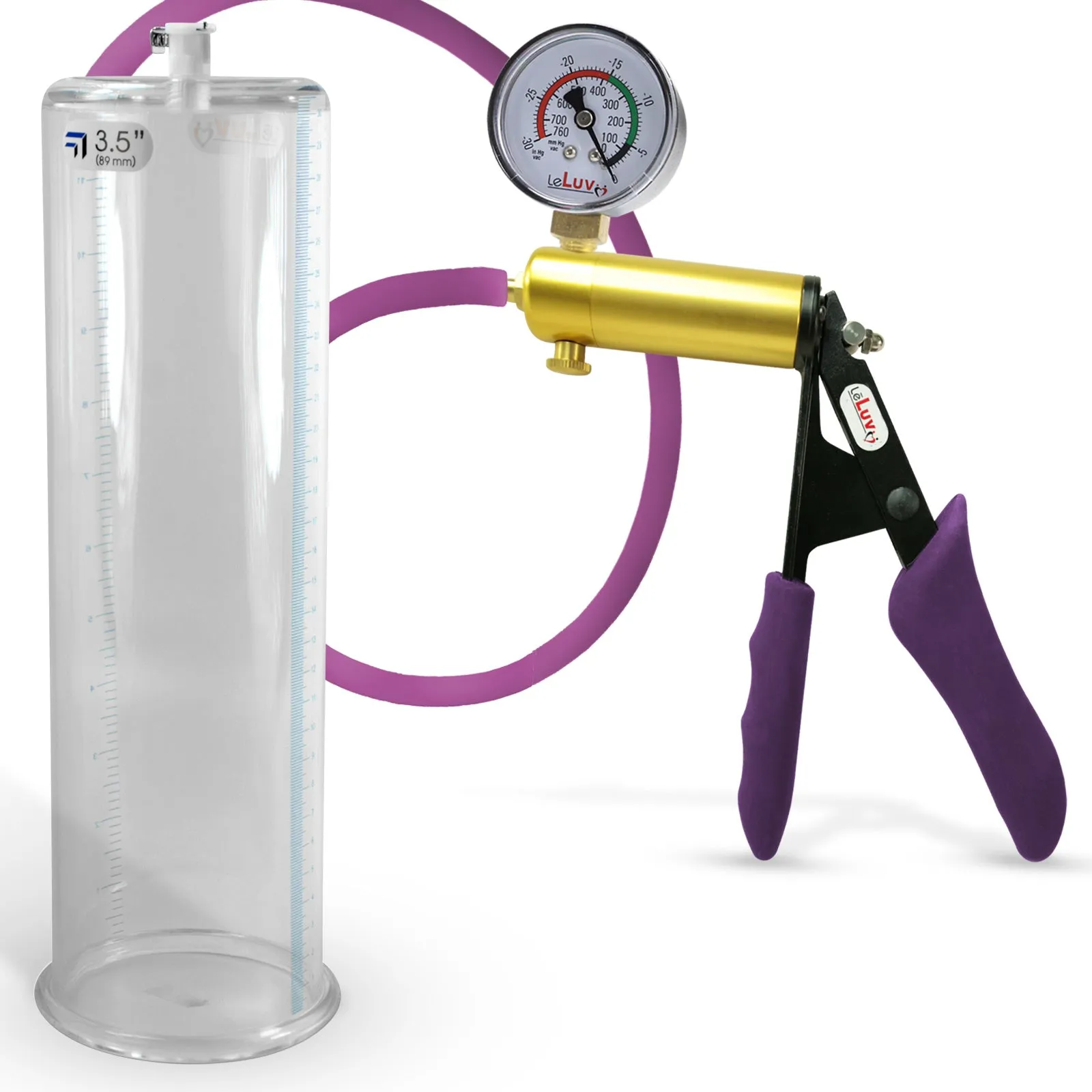 Penis Pump LeLuv ULTIMA | Purple Premium Silicone Handle & Hose | Gauge Options