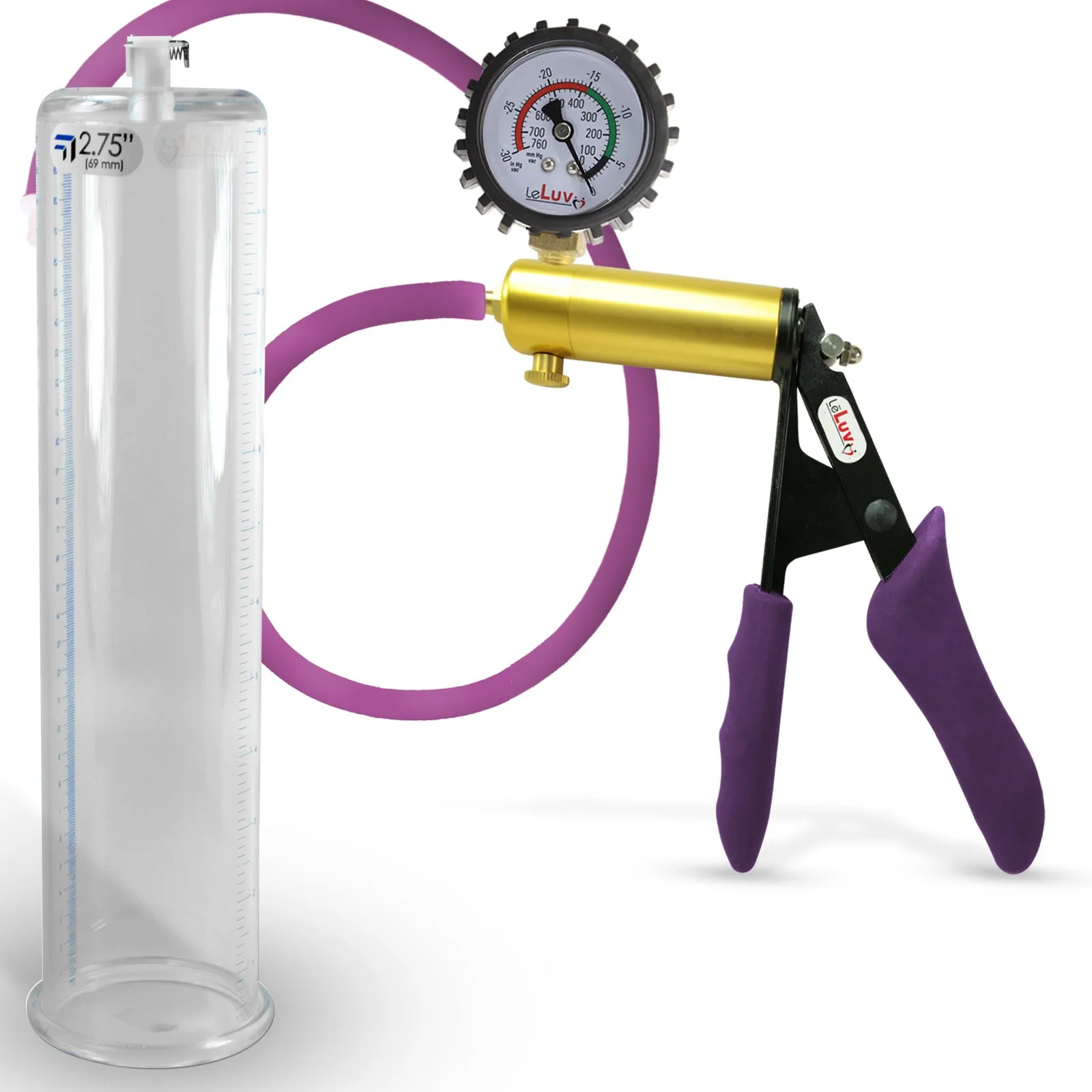 Penis Pump LeLuv ULTIMA | Purple Premium Silicone Handle & Hose | Gauge Options