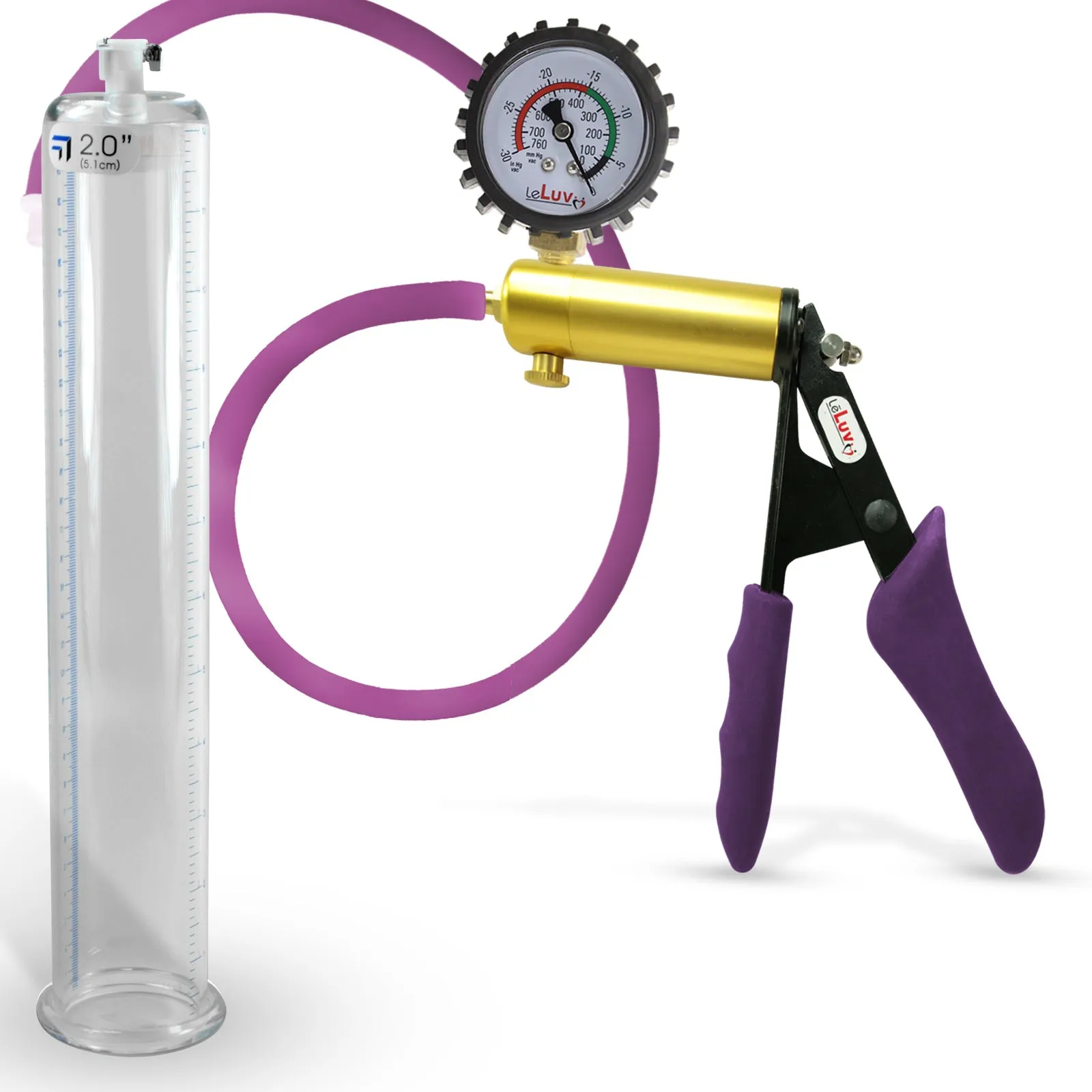 Penis Pump LeLuv ULTIMA | Purple Premium Silicone Handle & Hose | Gauge Options