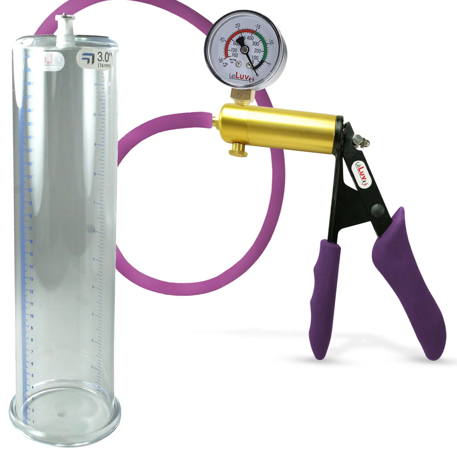 Penis Pump LeLuv ULTIMA | Purple Premium Silicone Handle & Hose | Gauge Options