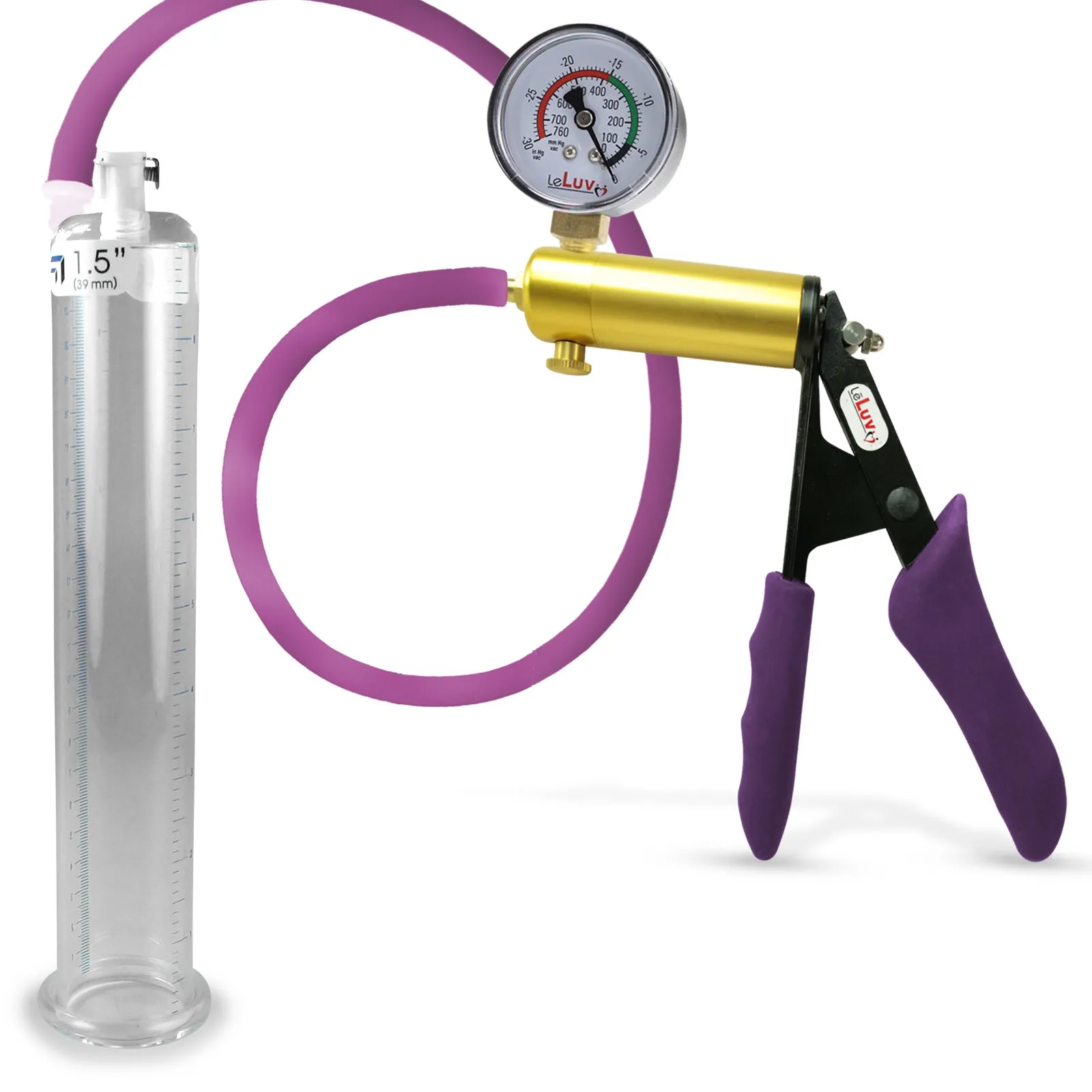 Penis Pump LeLuv ULTIMA | Purple Premium Silicone Handle & Hose | Gauge Options