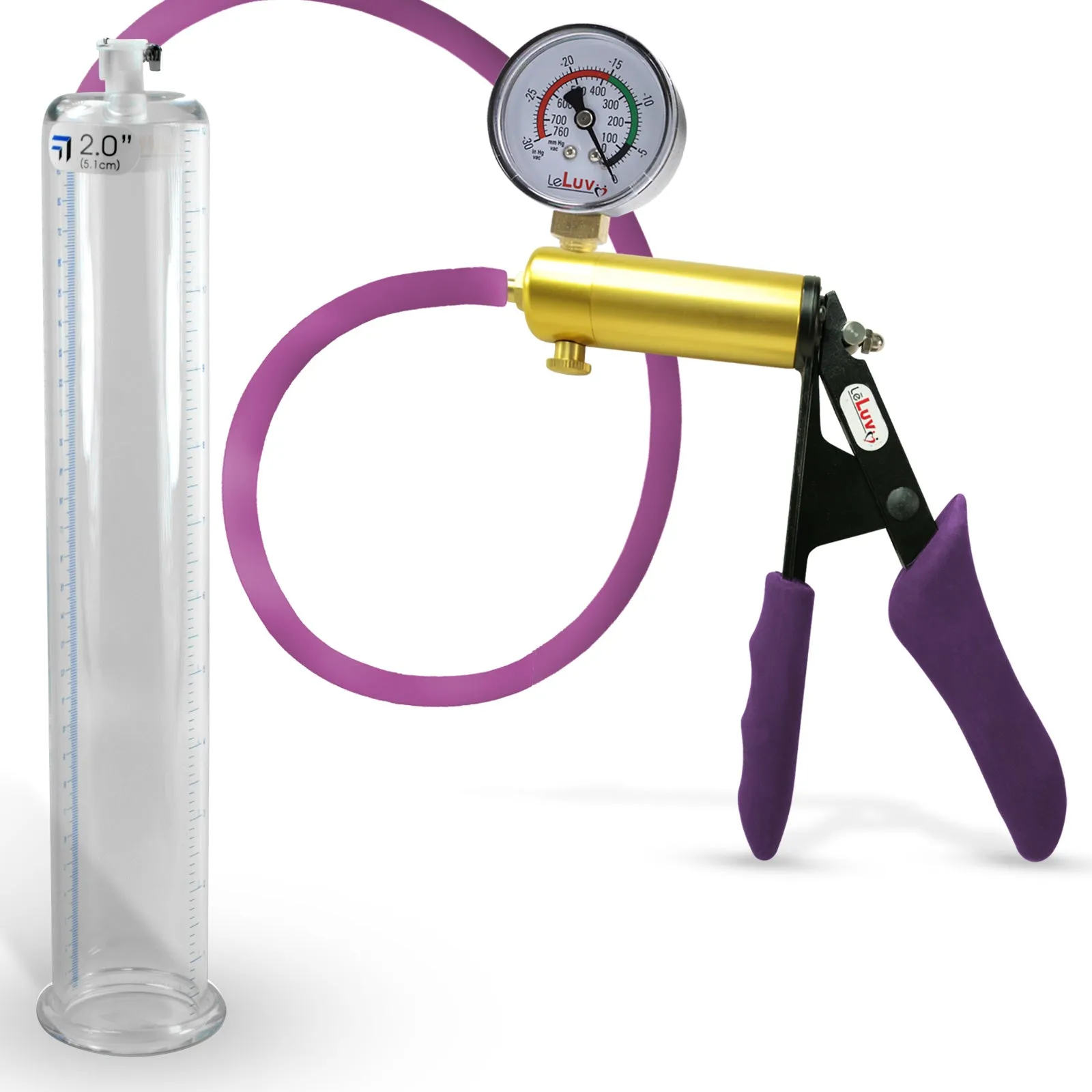 Penis Pump LeLuv ULTIMA | Purple Premium Silicone Handle & Hose | Gauge Options