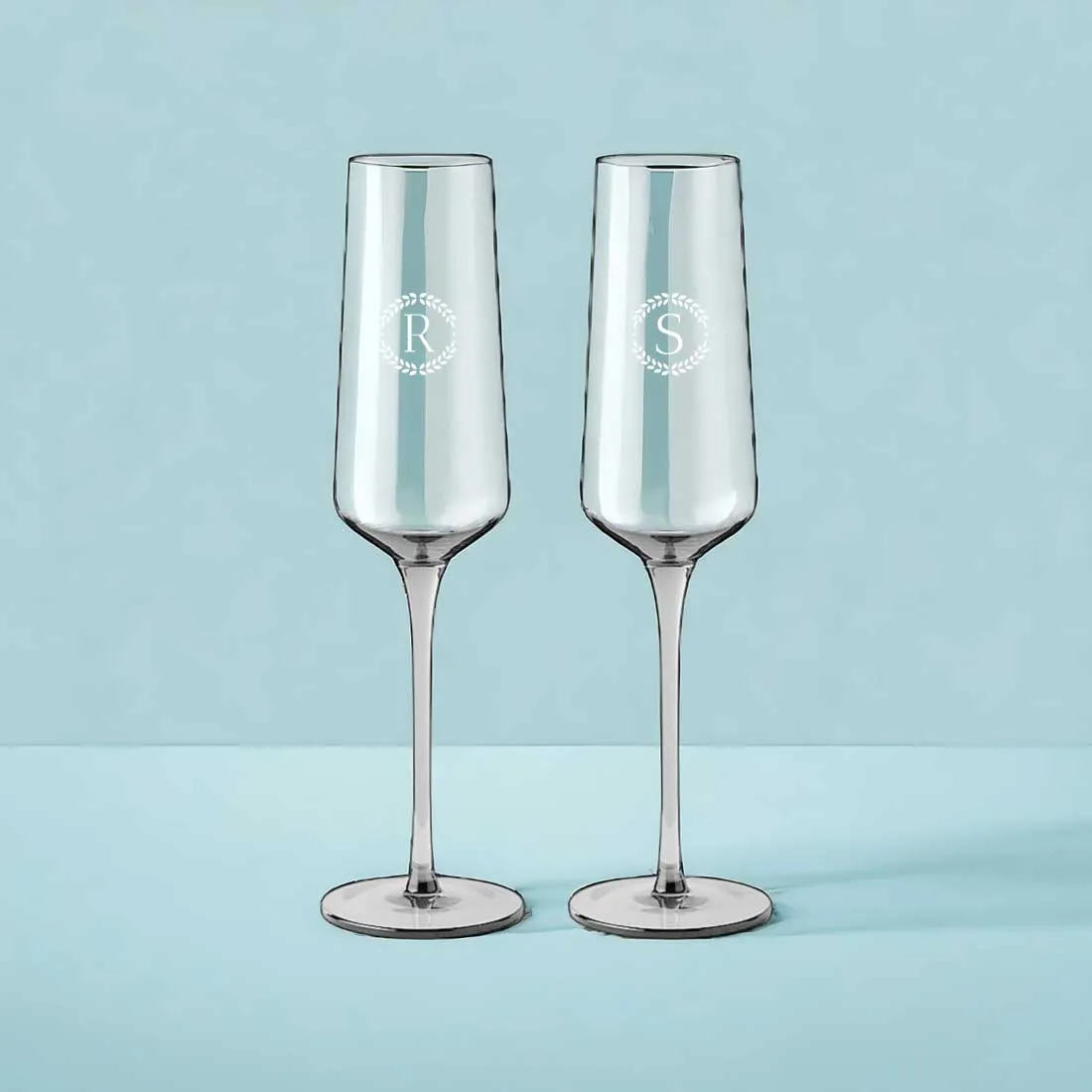 Personalized Engraved Champagne Flutes - Premium Champagne Glass with Name