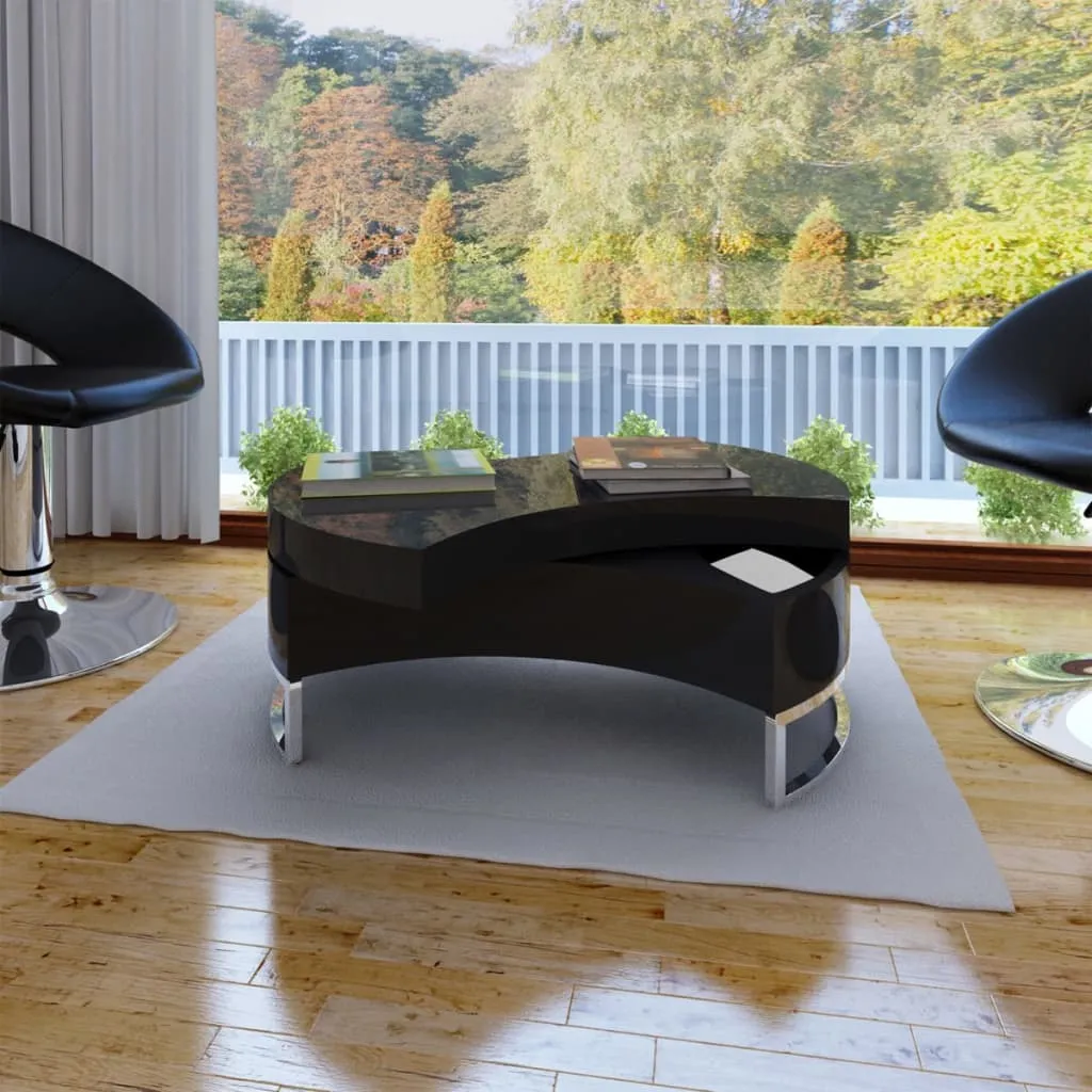 Piano High Gloss Black Shape Adjustable Coffee Table