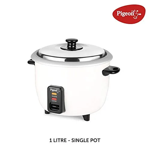 Pigeon by Stovekraft Joy Rice Cooker with Single pot, 1 litres. A smart Rice Cooker for your own kitchen (White)