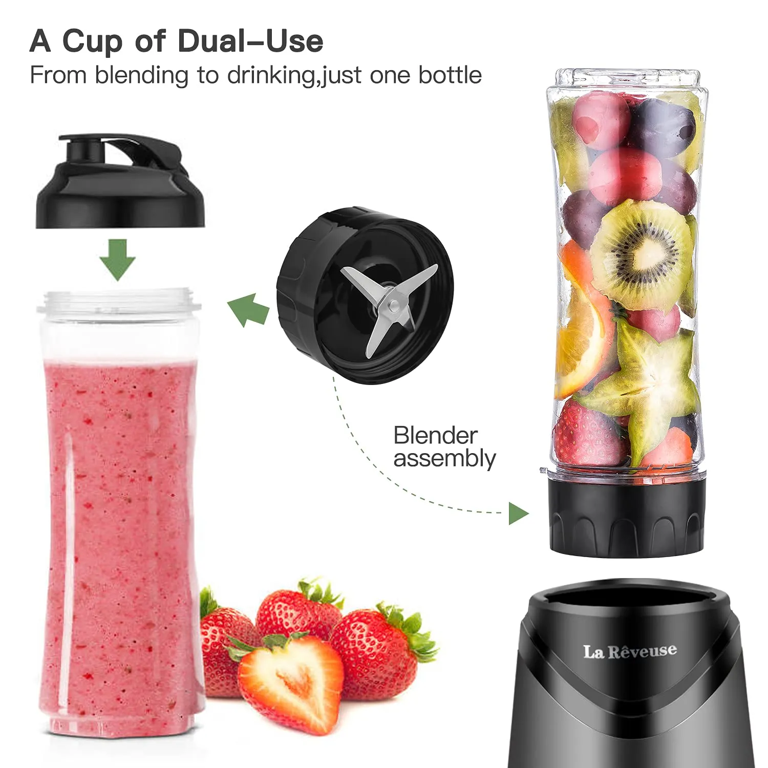 Portable Travel Size La Reveuse Smoothie Blender 300 Watts Sugar-free