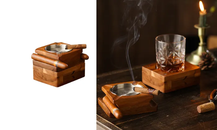 Rectangular Bamboo Tea Cup & Glass Set