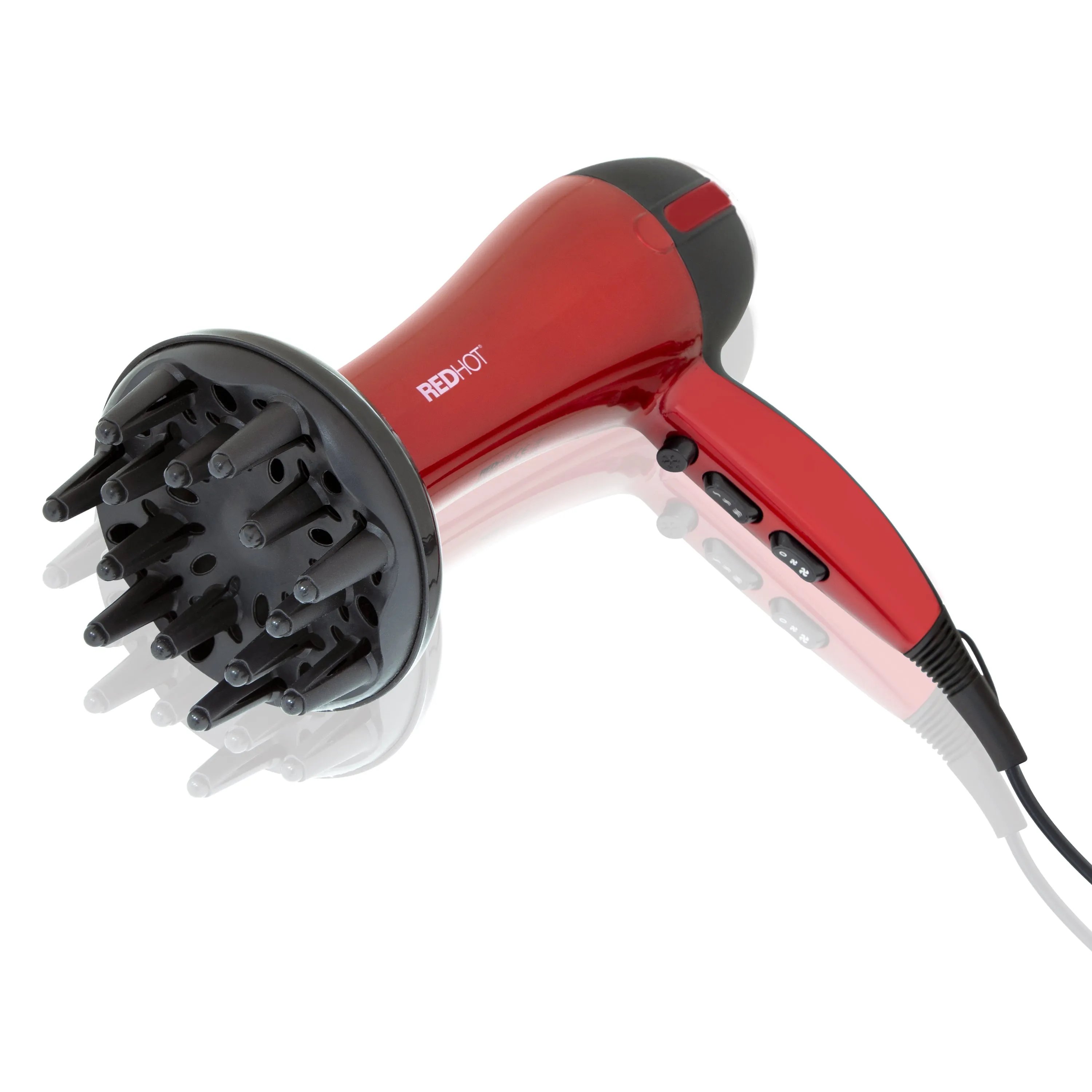 Red Hot 2200W Professional Hair Dryer With Diffuser - Red