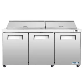 Sandwich and Salad Prep Table Refrigerator 72" Width 3 Door Frigos FG-SWPT-72 with Aluminum Interior with 304 Stainless Steel Floor