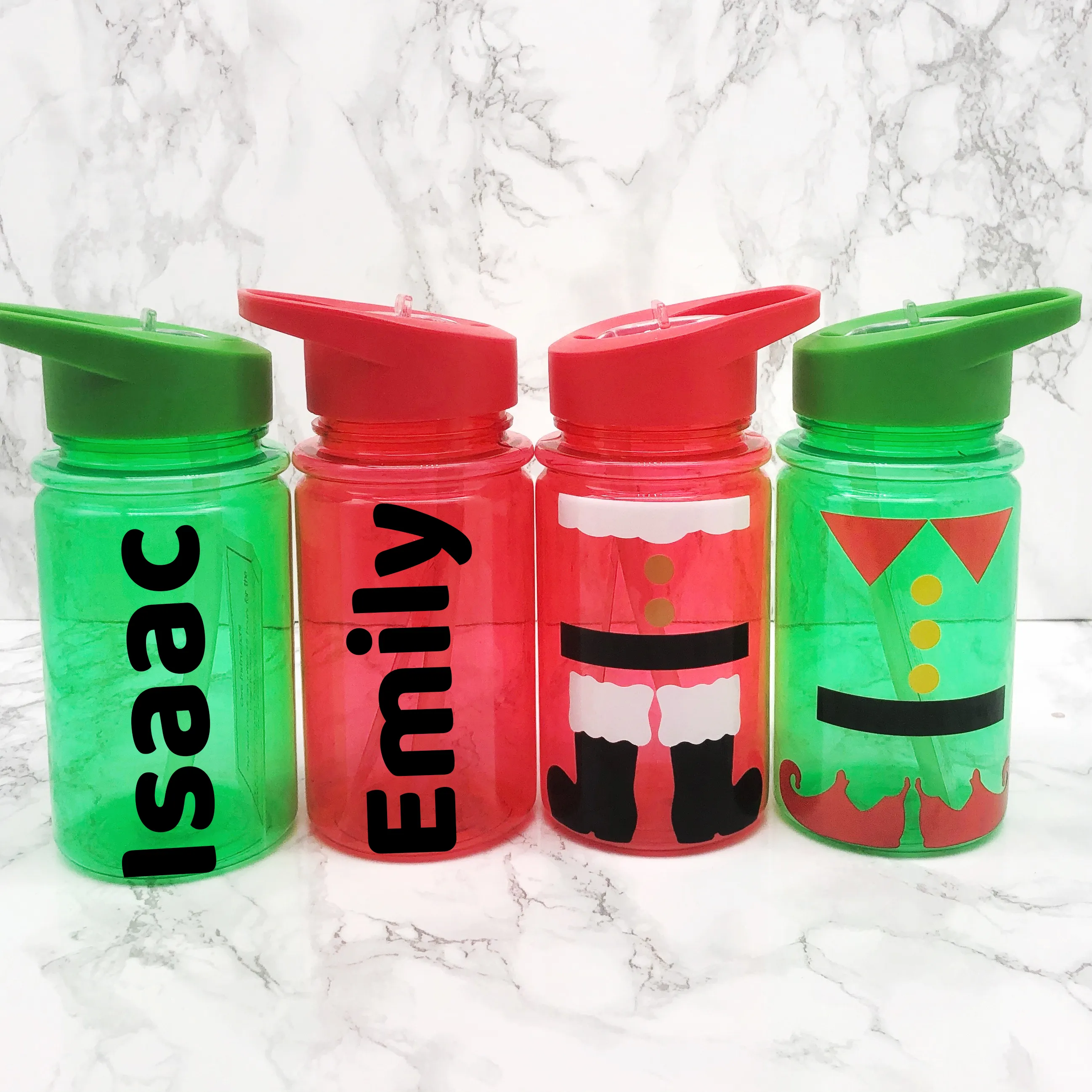 Santa or Elf Style Kids Christmas Water Bottle