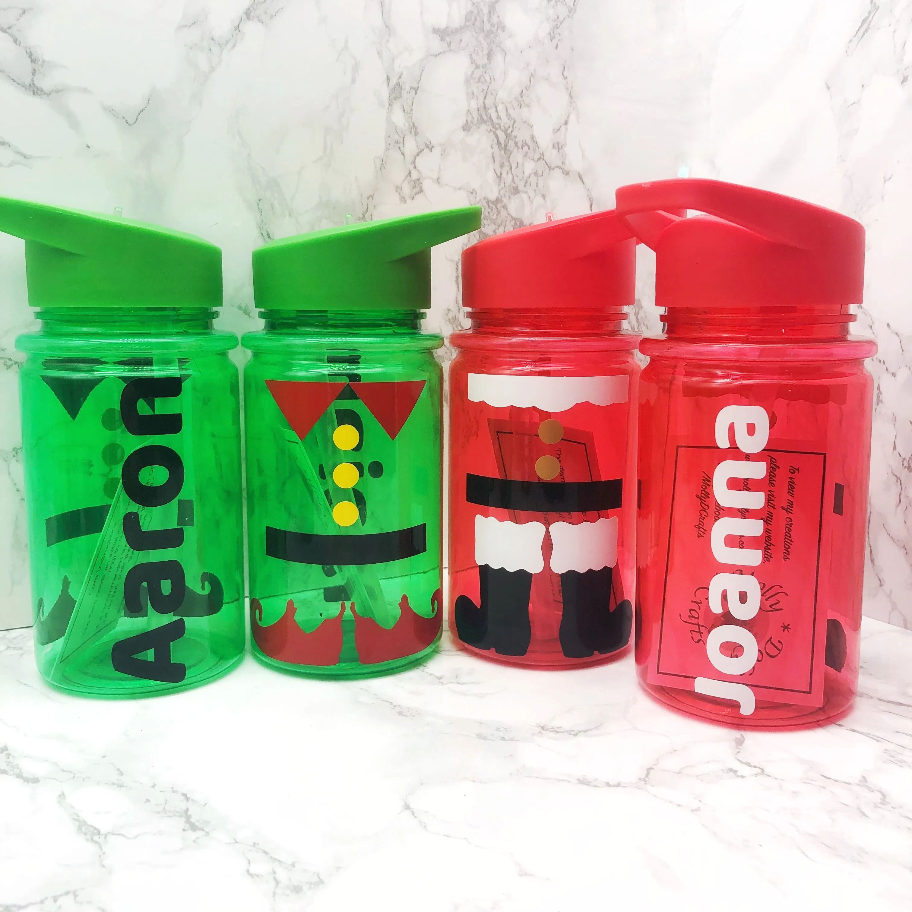 Santa or Elf Style Kids Christmas Water Bottle