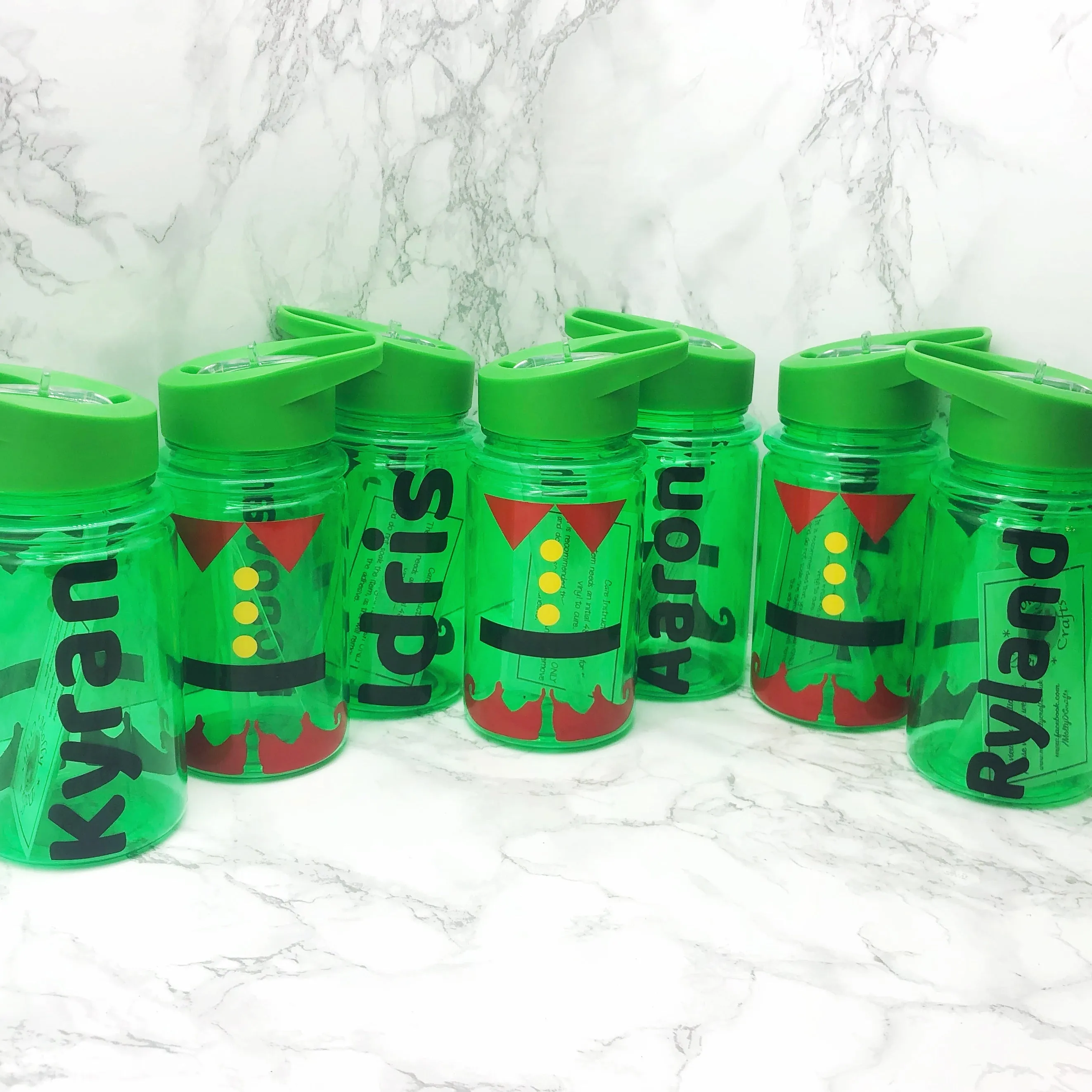 Santa or Elf Style Kids Christmas Water Bottle