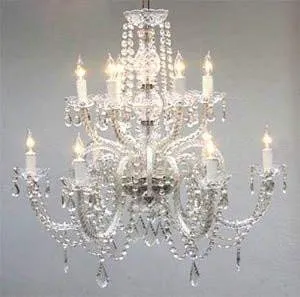 Set of 2-1 Chandelier Lighting Crystal Chandeliers H25 X W24 10 Lights and 1 Chandelier Lighting Crystal Chandeliers H27" X W32" - 1EA CS/1122/5 5   1EA 385/6 6