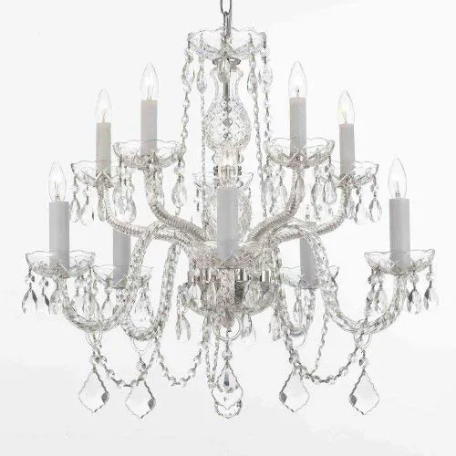 Set of 2-1 Chandelier Lighting Crystal Chandeliers H25 X W24 10 Lights and 1 Chandelier Lighting Crystal Chandeliers H27" X W32" - 1EA CS/1122/5 5   1EA 385/6 6