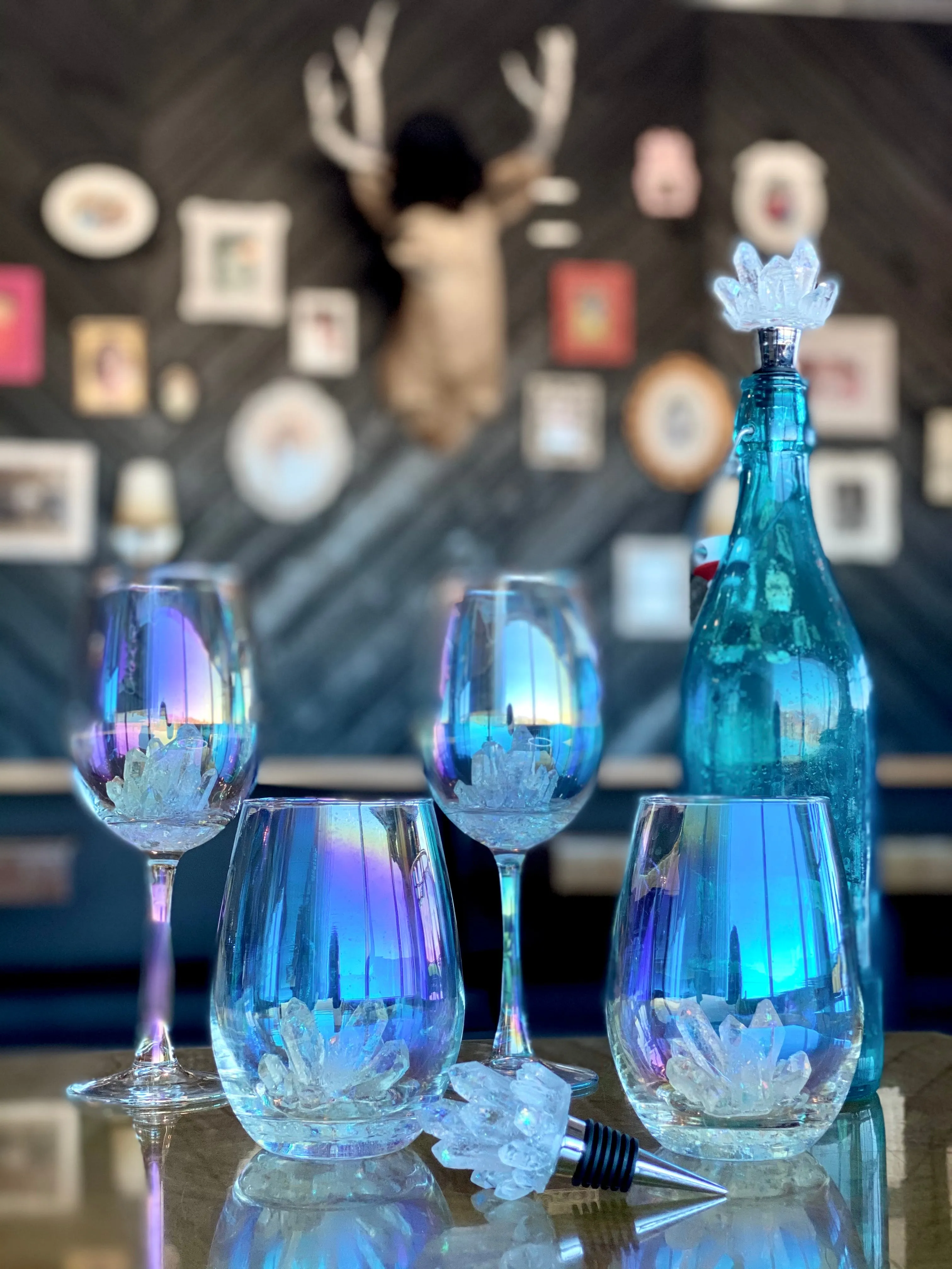 Set of 2 or 4 Aura Crystal Wine Glasses