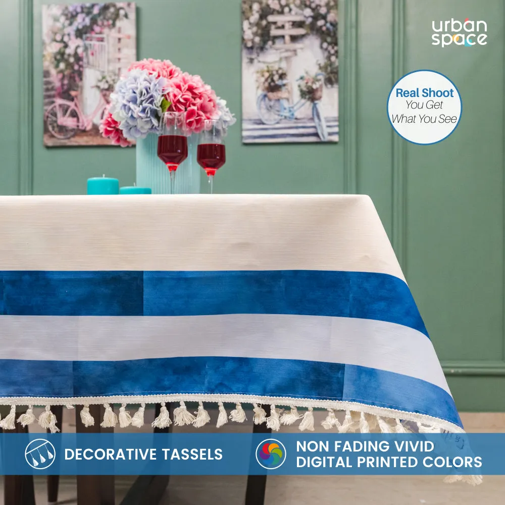 Sicilia : Anti Skid & Water resistant Linen textured Premium table cover for dining table - Horizontal Stripes