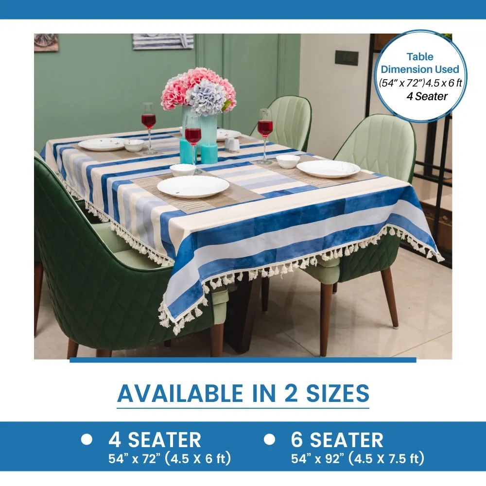 Sicilia : Anti Skid & Water resistant Linen textured Premium table cover for dining table - Horizontal Stripes