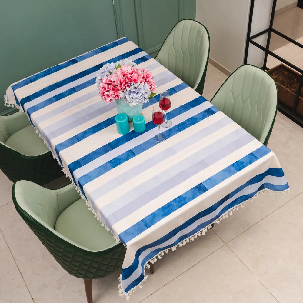 Sicilia : Anti Skid & Water resistant Linen textured Premium table cover for dining table - Horizontal Stripes