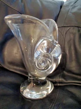 Signed Studio GLASS CHAMBERED NAUTILUS SEASHELL Vase Vessel CLEAR