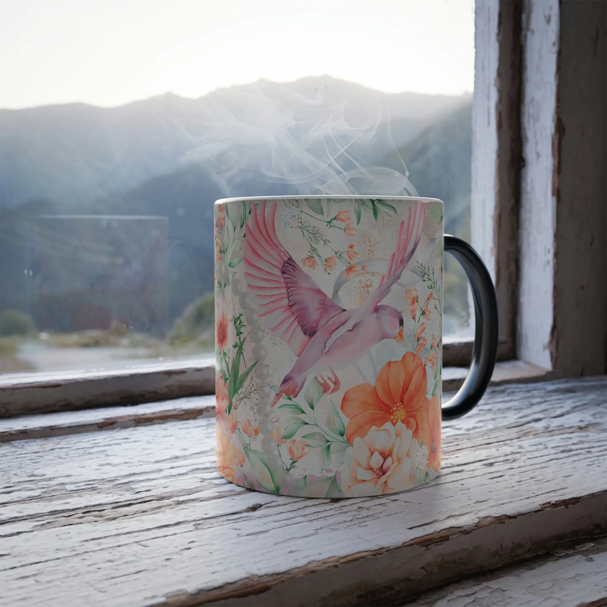 Spring floral bird 11oz Color Morphing Mug