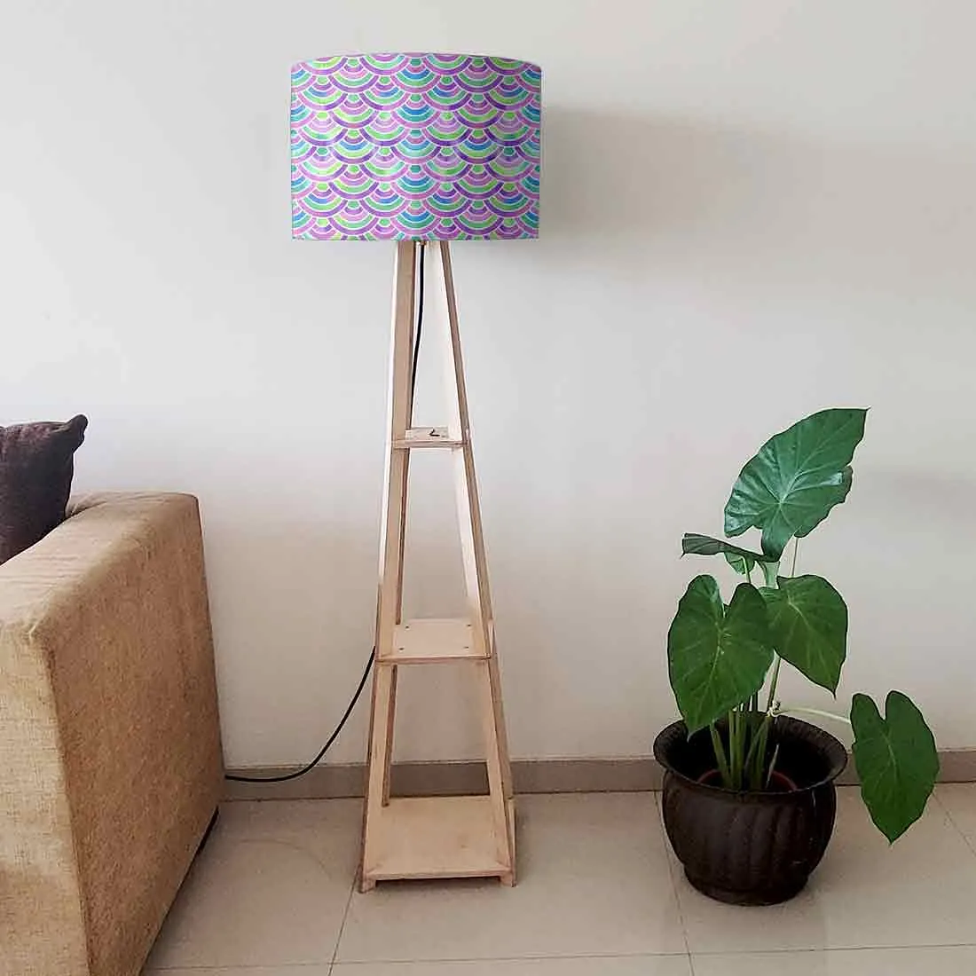 Standing Tripod Lamp  -   Purple Mermaid Watercolor