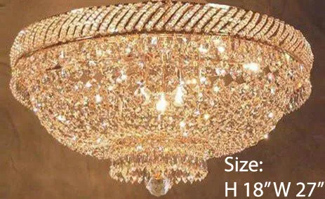 Swarovski Crystal Trimmed Chandelier French Empire Crystal Semi Flush Chandelier H18" X W27" - F93-Flush/Cg/448/12Sw