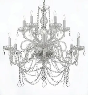 Swarovski Crystal Trimmed Chandelier Murano Venetian Style All-Crystal Chandelier - A46-Silver/4/385/6 6 Sw