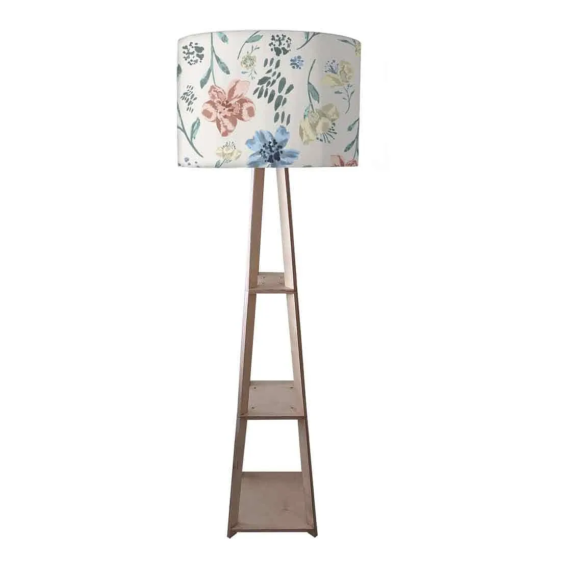 Tall Floor Lamp with Shelves for Living Room - Spring Florals