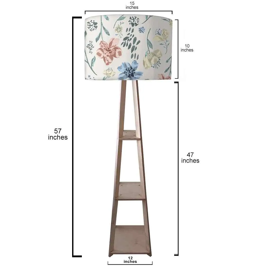 Tall Floor Lamp with Shelves for Living Room - Spring Florals