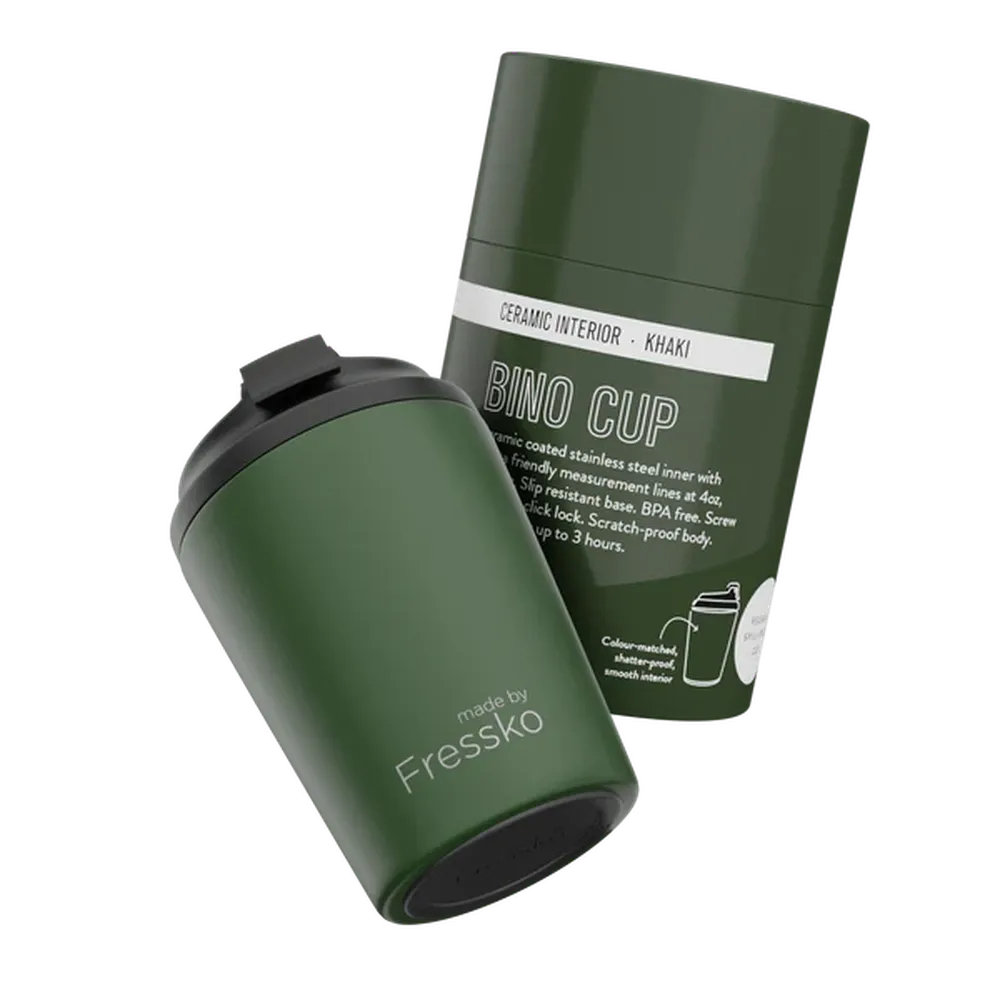 The 'Bino' Ceramic Lined 8oz Insulated Coffee Cup, by Fressko