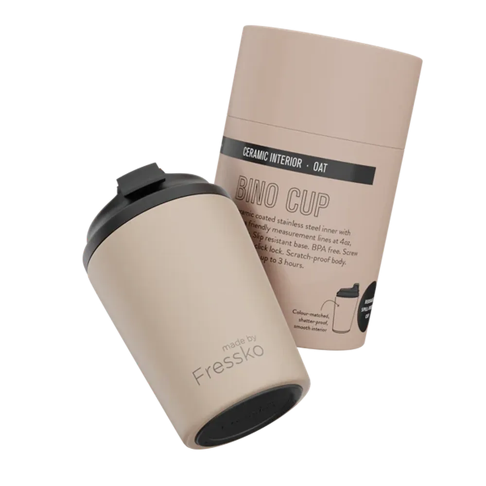 The 'Bino' Ceramic Lined 8oz Insulated Coffee Cup, by Fressko