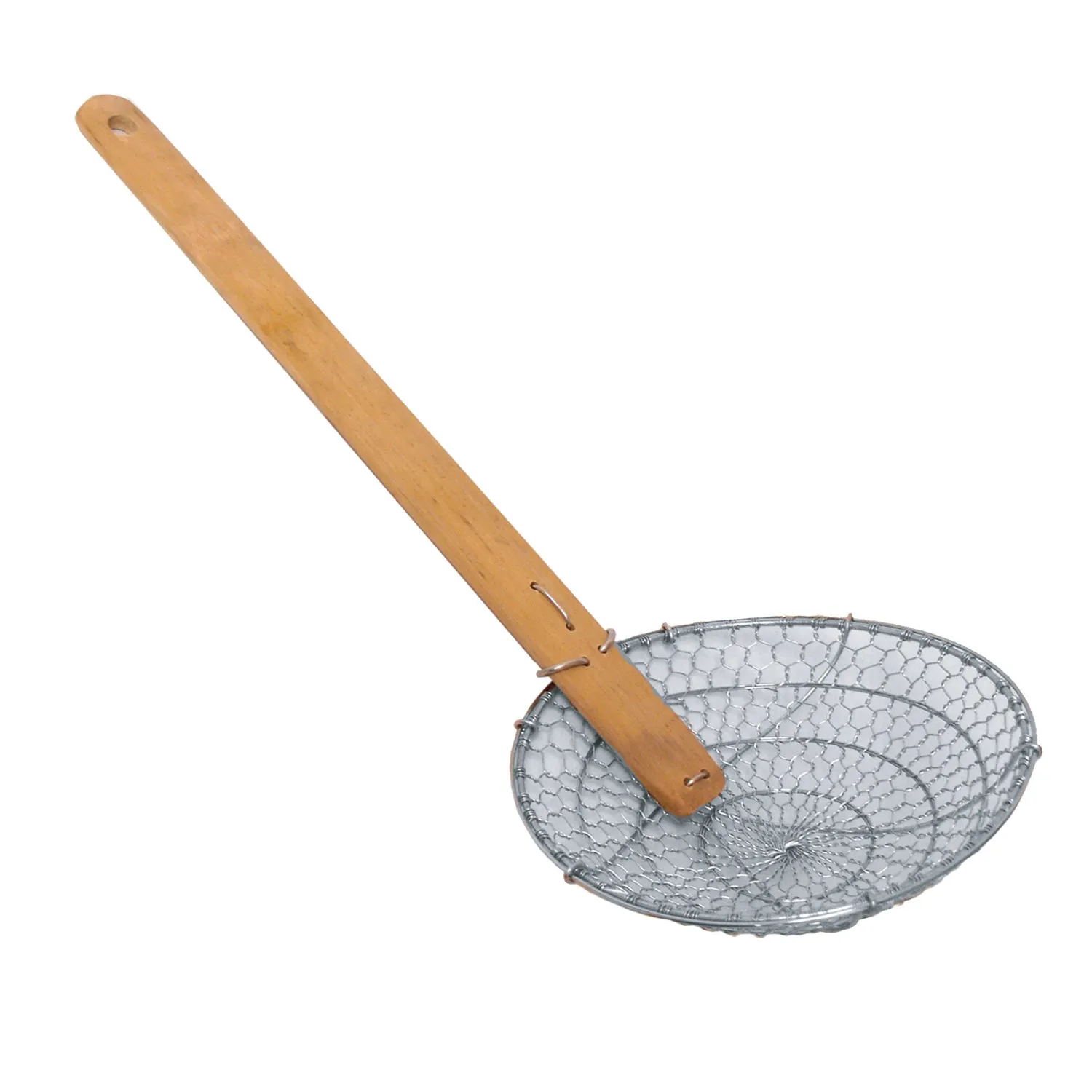 Thunder Group SLSKR006 Stainless Steel 6" Bamboo Handle Skimmer