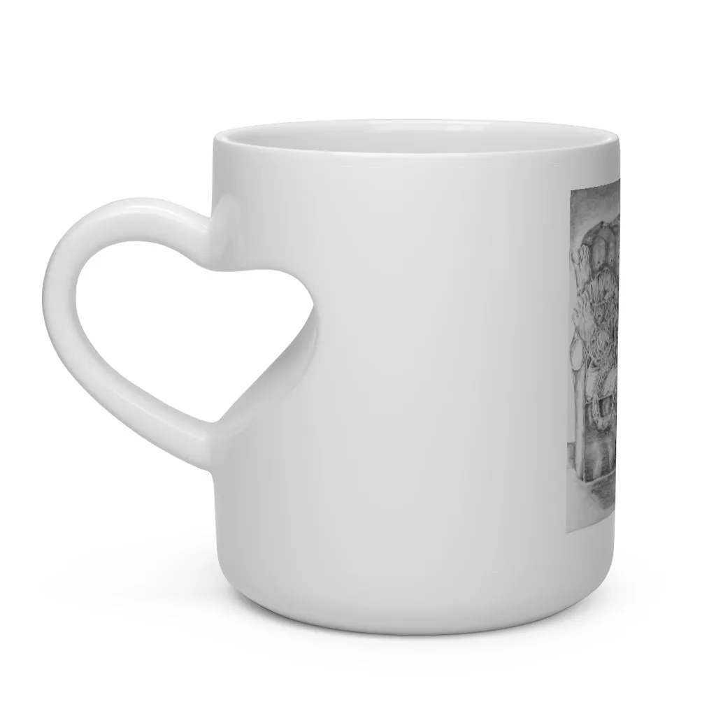 Tiger on a Couch Heart Shape Mug